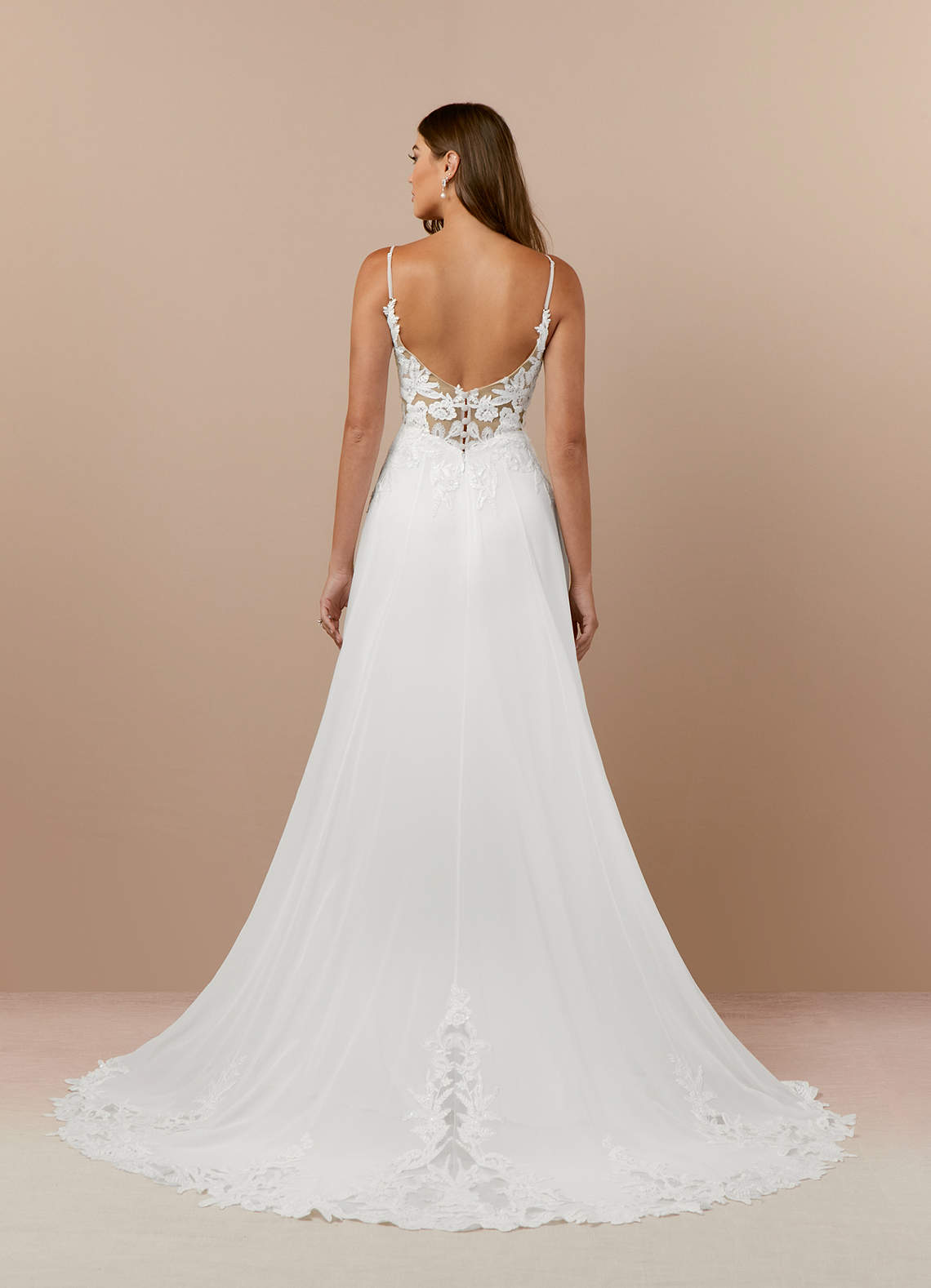 Azazie Kimmarie Wedding Dresses Diamond White Champagne A-Line V-Neck Sequins Chiffon Dress image1