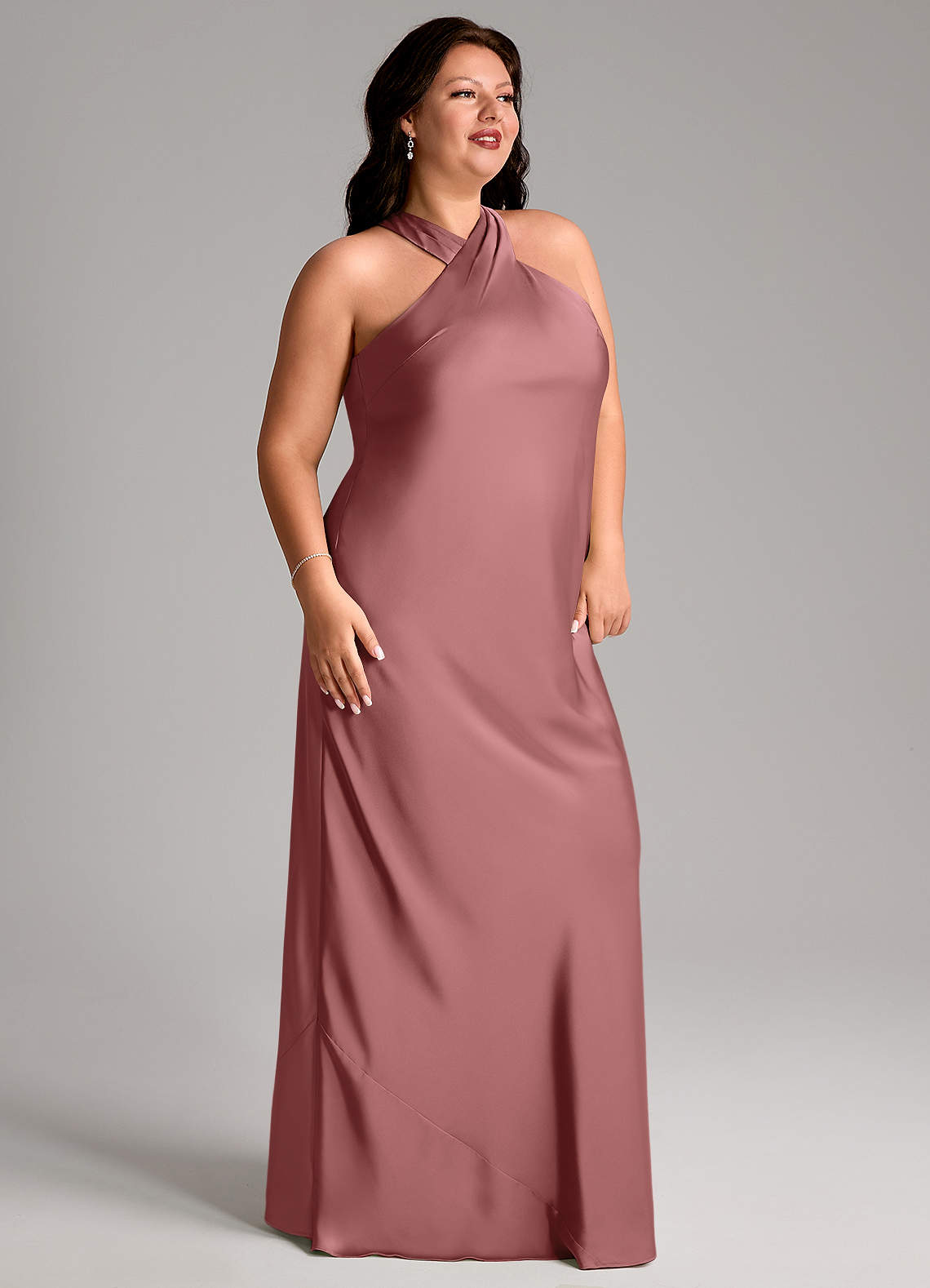 Azazie Doretta Bridesmaid Dresses Amethyst Mermaid Pleated Stretch Satin Dress image9