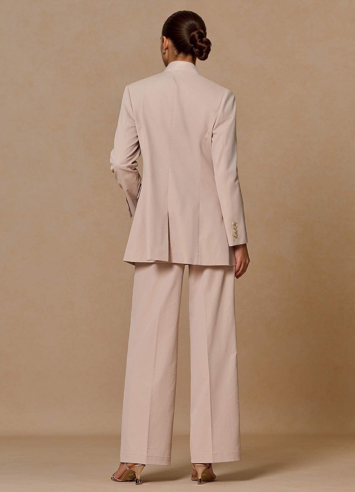 front Margaret Tan Cotton Linen Blend 2-Piece Suit