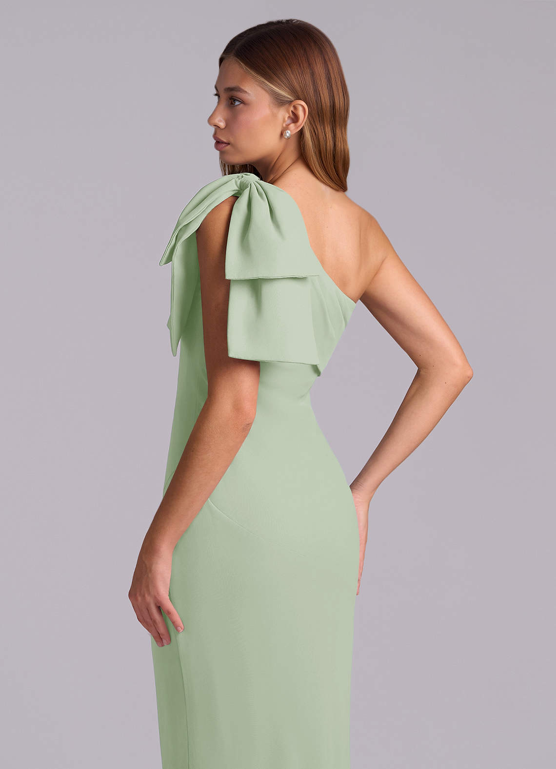 Azazie Yuanna Bridesmaid Dresses Dusty Sage Mermaid One Shoulder Chiffon Dress image7