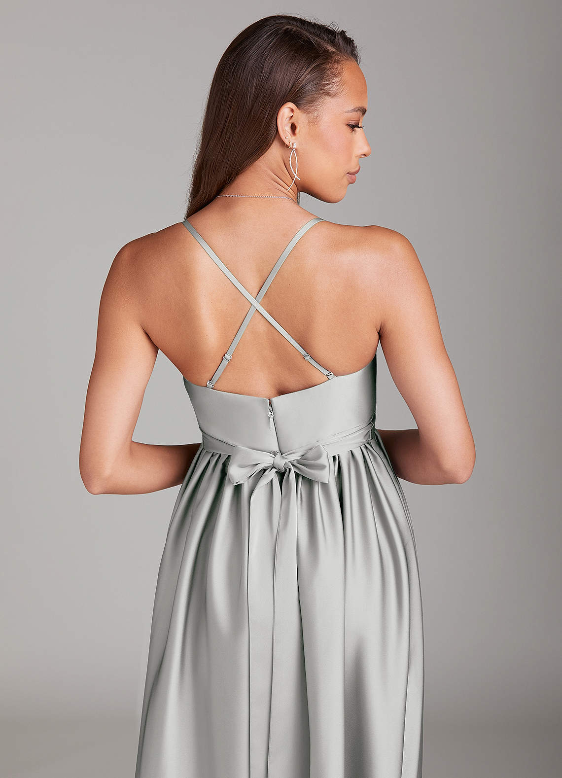 Azazie A-Line Sweetheart Floor-Length Stretch Satin Maternity Bridesmaid Dresses - Silver Azazie A-Line Sweetheart Floor-Length Stretch Satin Maternity Bridesmaid Dresses - Silver