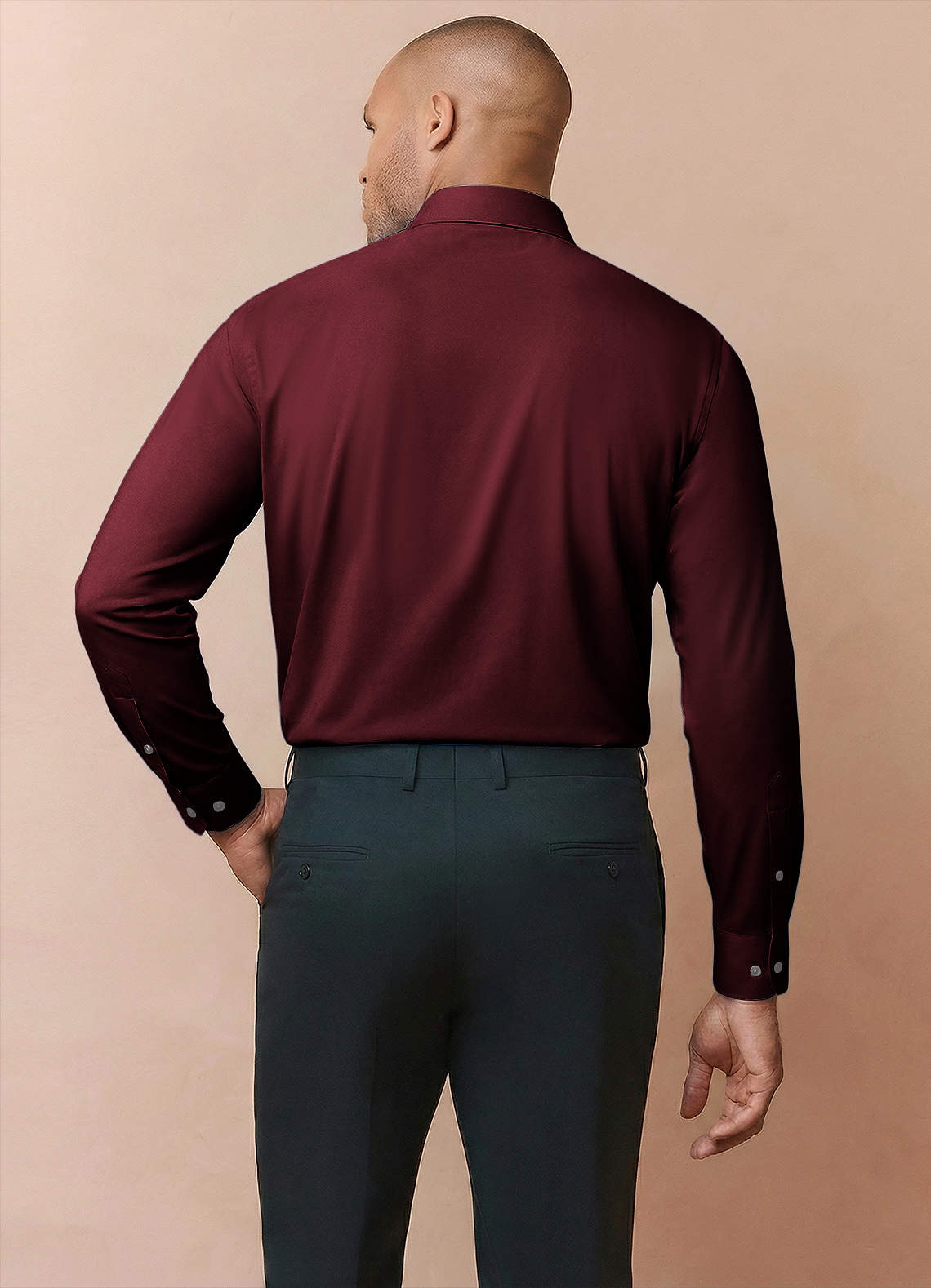 front Noah Burgundy Performance Stretch Dress Shirt