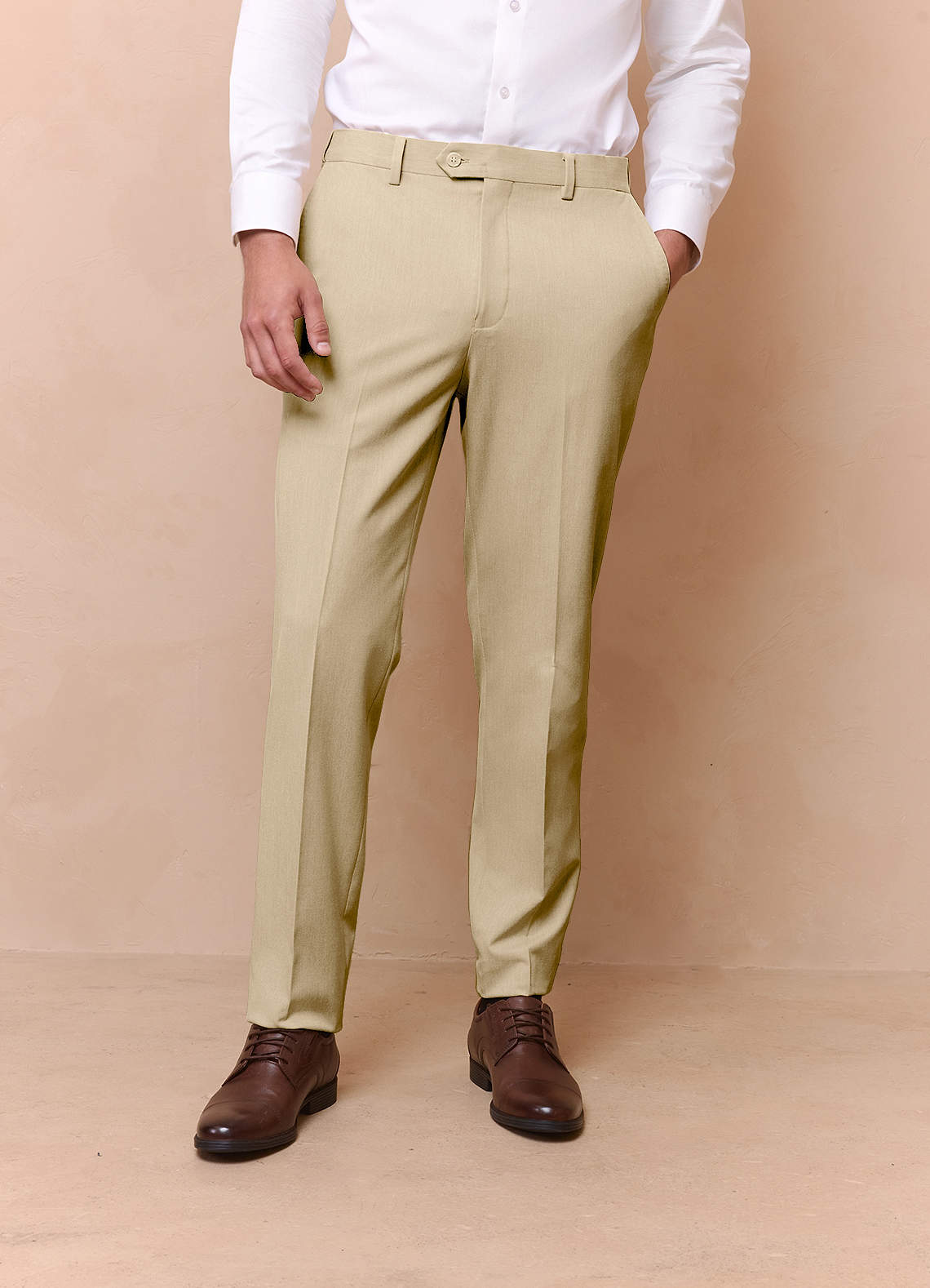 front James Champagne Structured Stretch Dress Pants