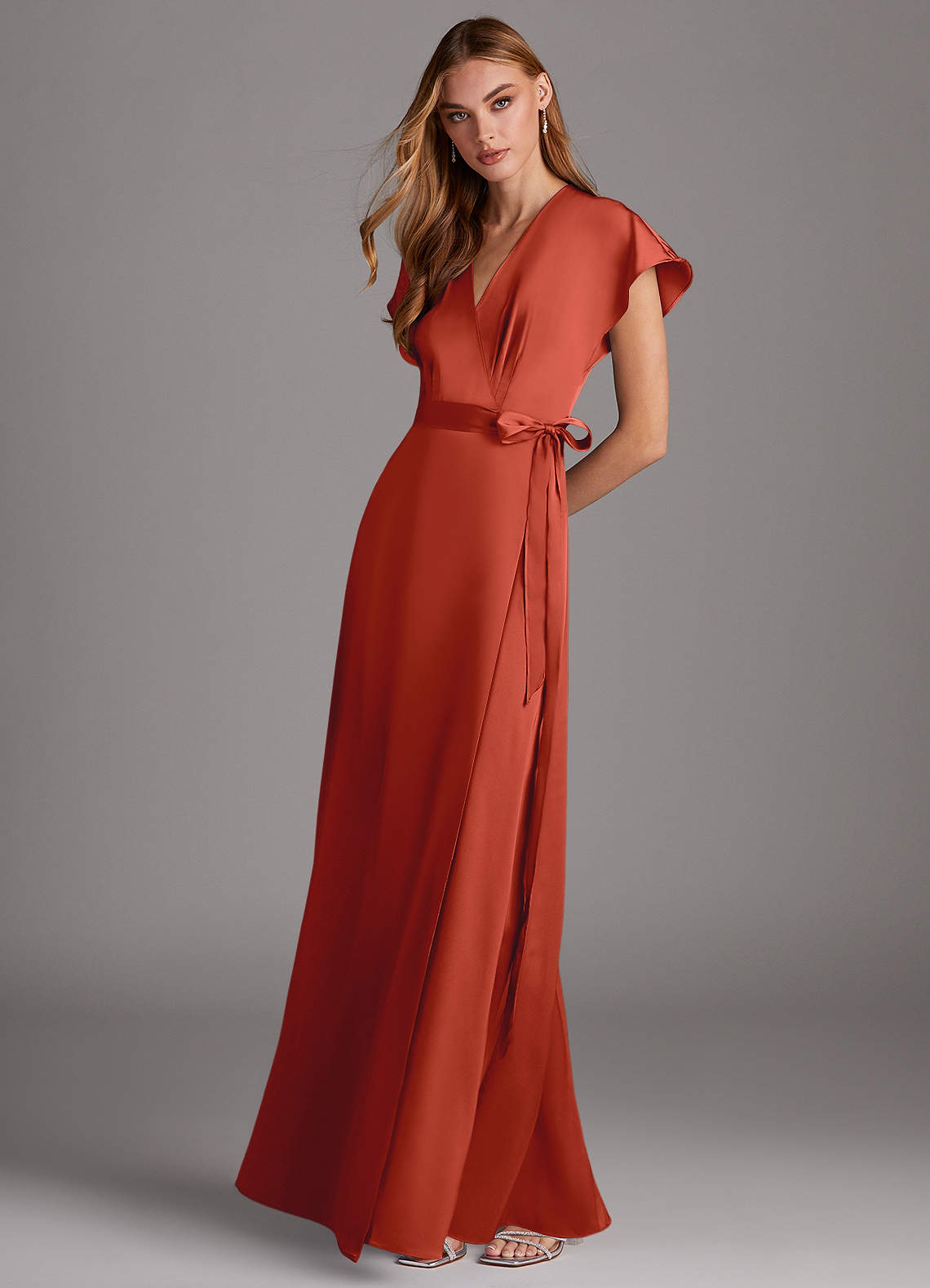 satin rust bridesmaid dress Sample Terracotta Rust Brooke Satin Dress