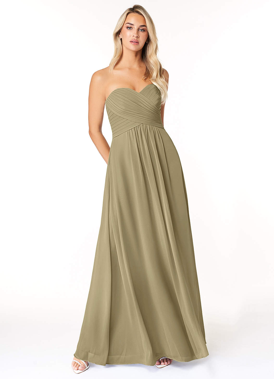 Azazie Yazmin Moss Green Chiffon Bridesmaid Dresses | Azazie