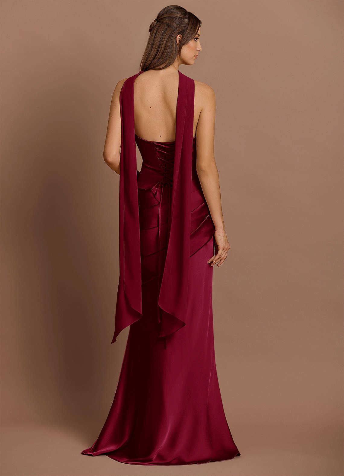 Azazie Merlot Strapless Mermaid Evening Dress / Gown