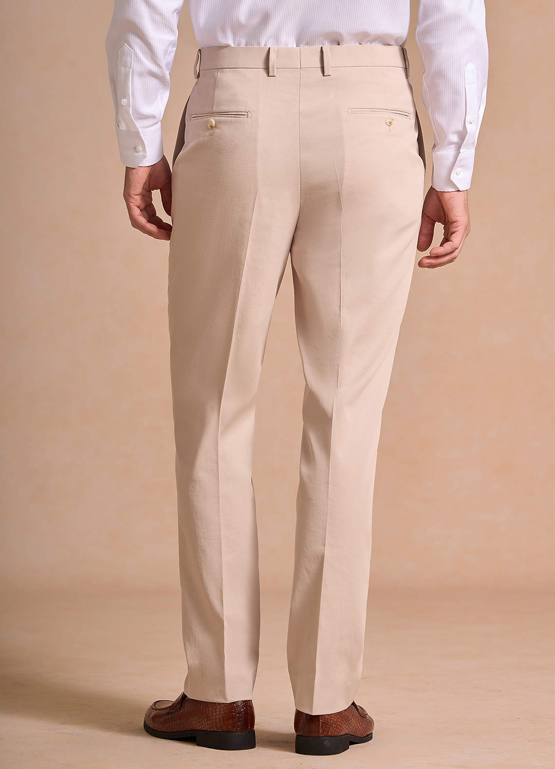 front Carter Tan Cotton Linen Blend Dress Pants