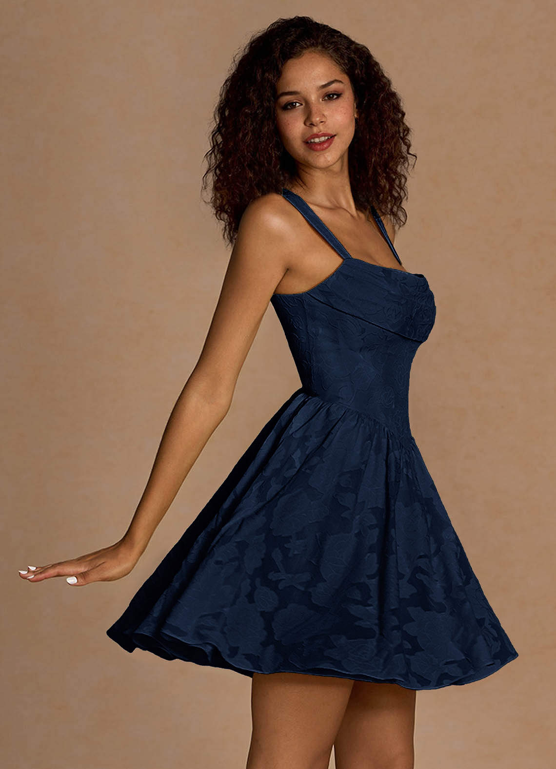 navy mini dress formal Lady Black Tie - Novalee - - Hot Stone Lace-up Loosely Fitted Martie Mini Dress Navy |
