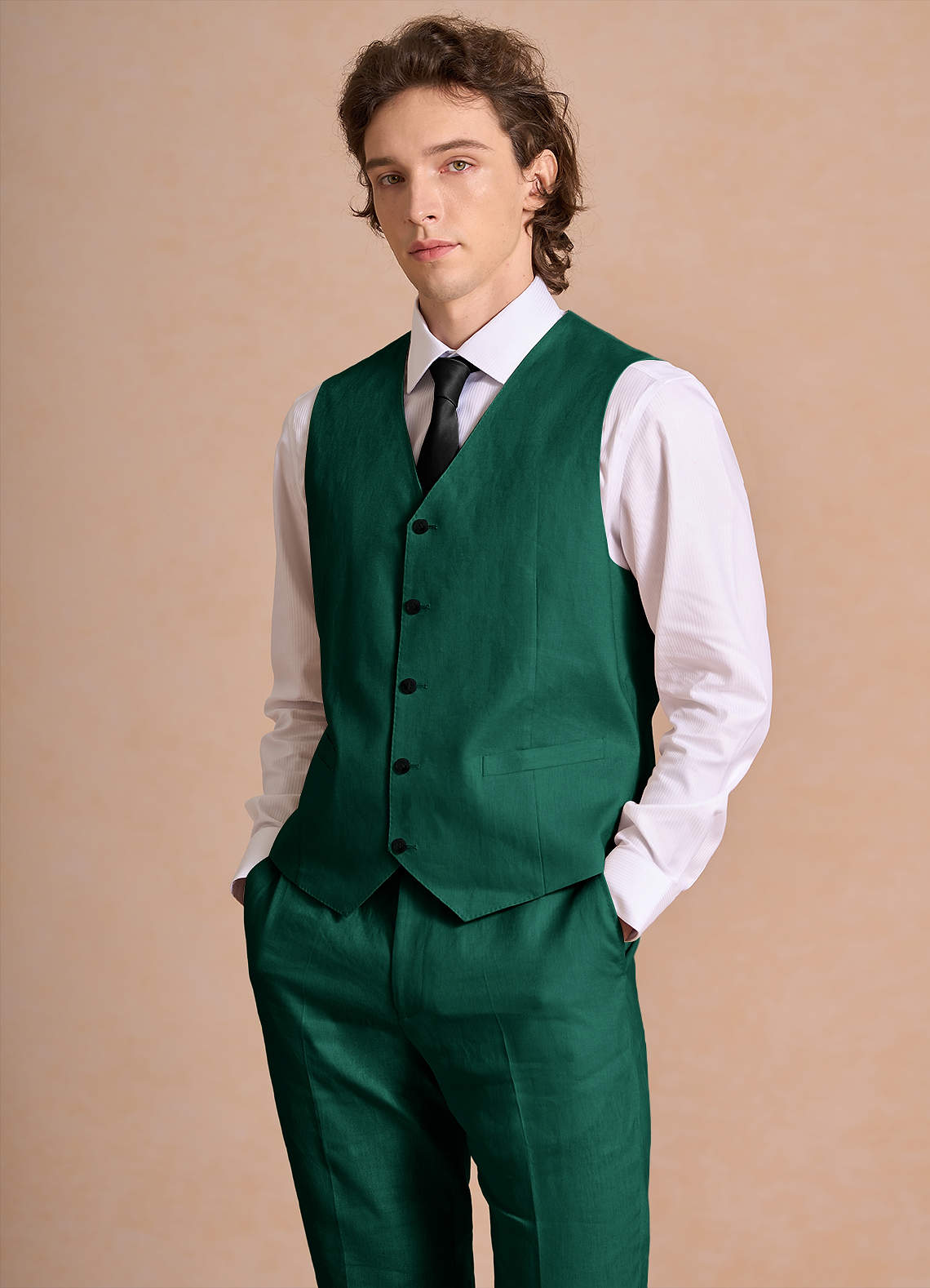 front Harrison Esmeralda Colete de linho 100%