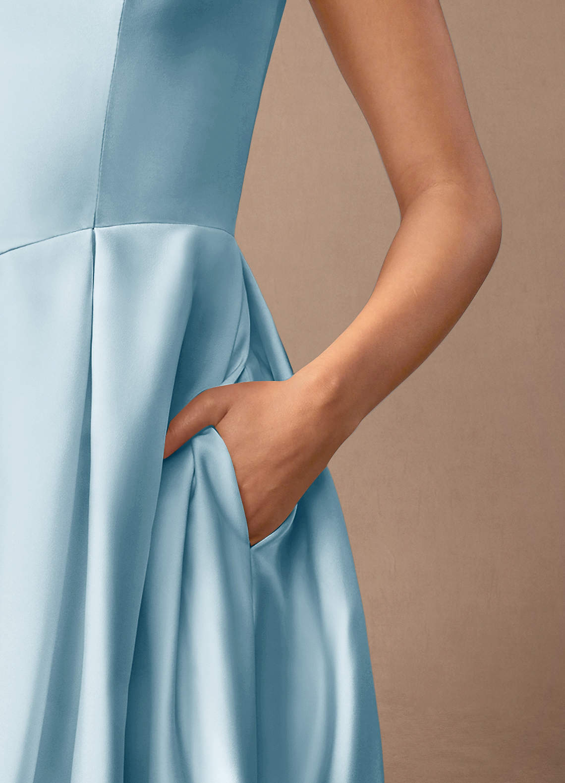 Azazie Fulton Abiti per la Madre della Sposa Abito A-Line in Raso Elasticizzato Plissettato Azzurro image6