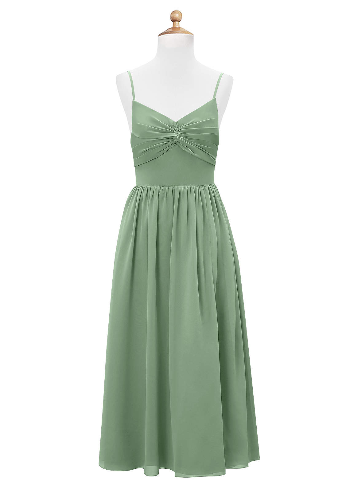 Azazie Zeya Junior Eucalyptus A-Line Chiffon Dress image6