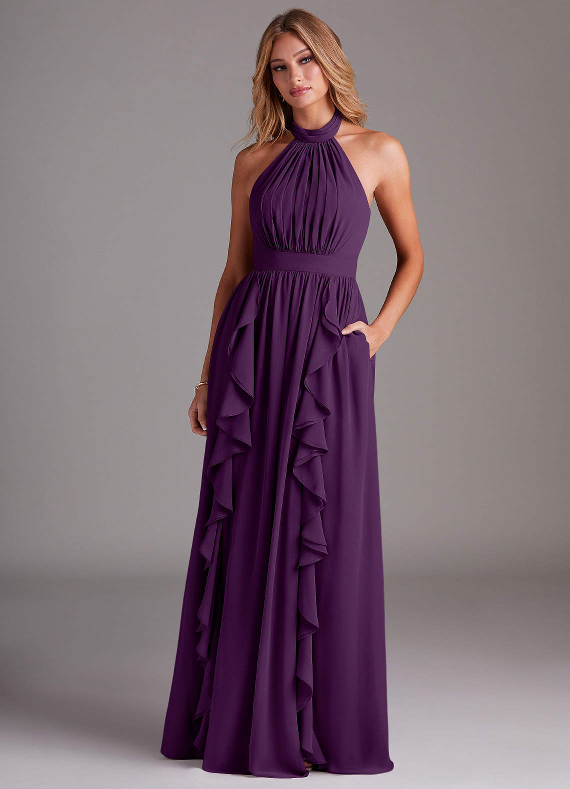 grape purple bridesmaid dresses AW Maizie Dress