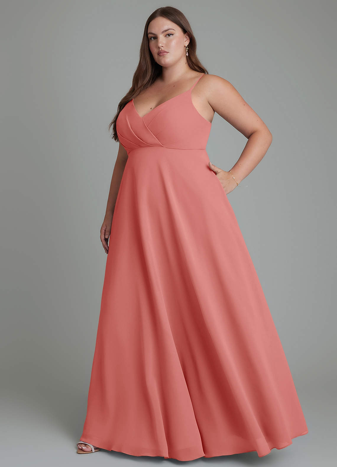 Azazie A-Line V-Neck Floor-Length Chiffon Bridesmaid Dresses