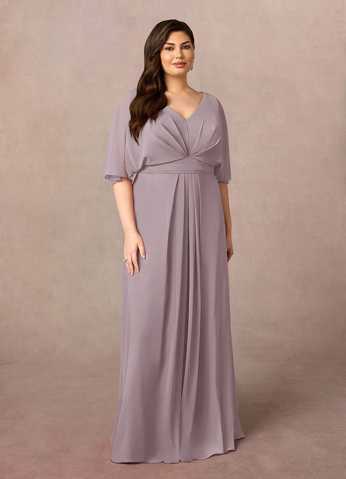 Azazie Oksana Mother of the Bride Dresses Dusk A-Line V-Neck Pleated Chiffon Dress image1