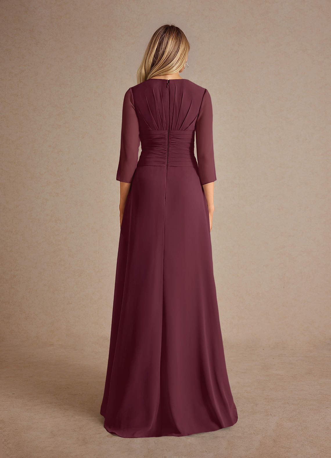 Azazie Mayfield Abiti per la Madre della Sposa Abito A-Line in Chiffon Plissettato Cabernet image2
