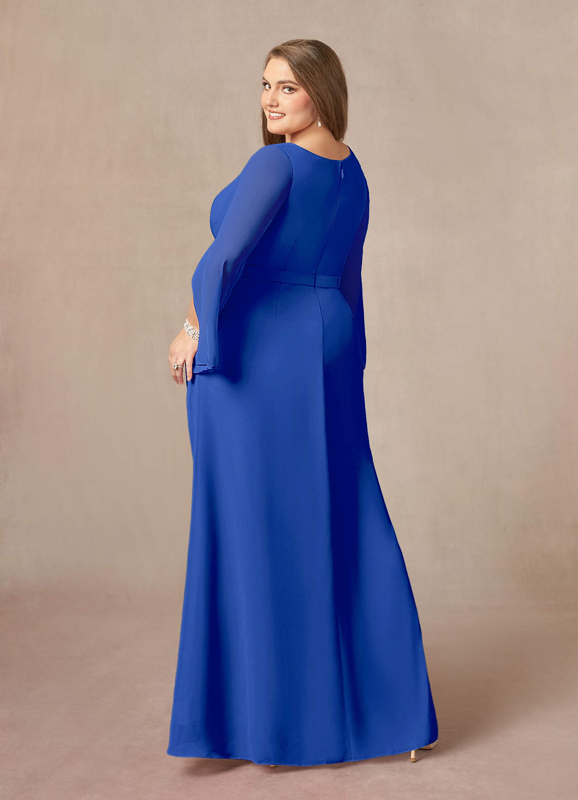 dark royal blue chiffon dress Azazie Bondi Dark Navy Chiffon Bridesmaid Dresses