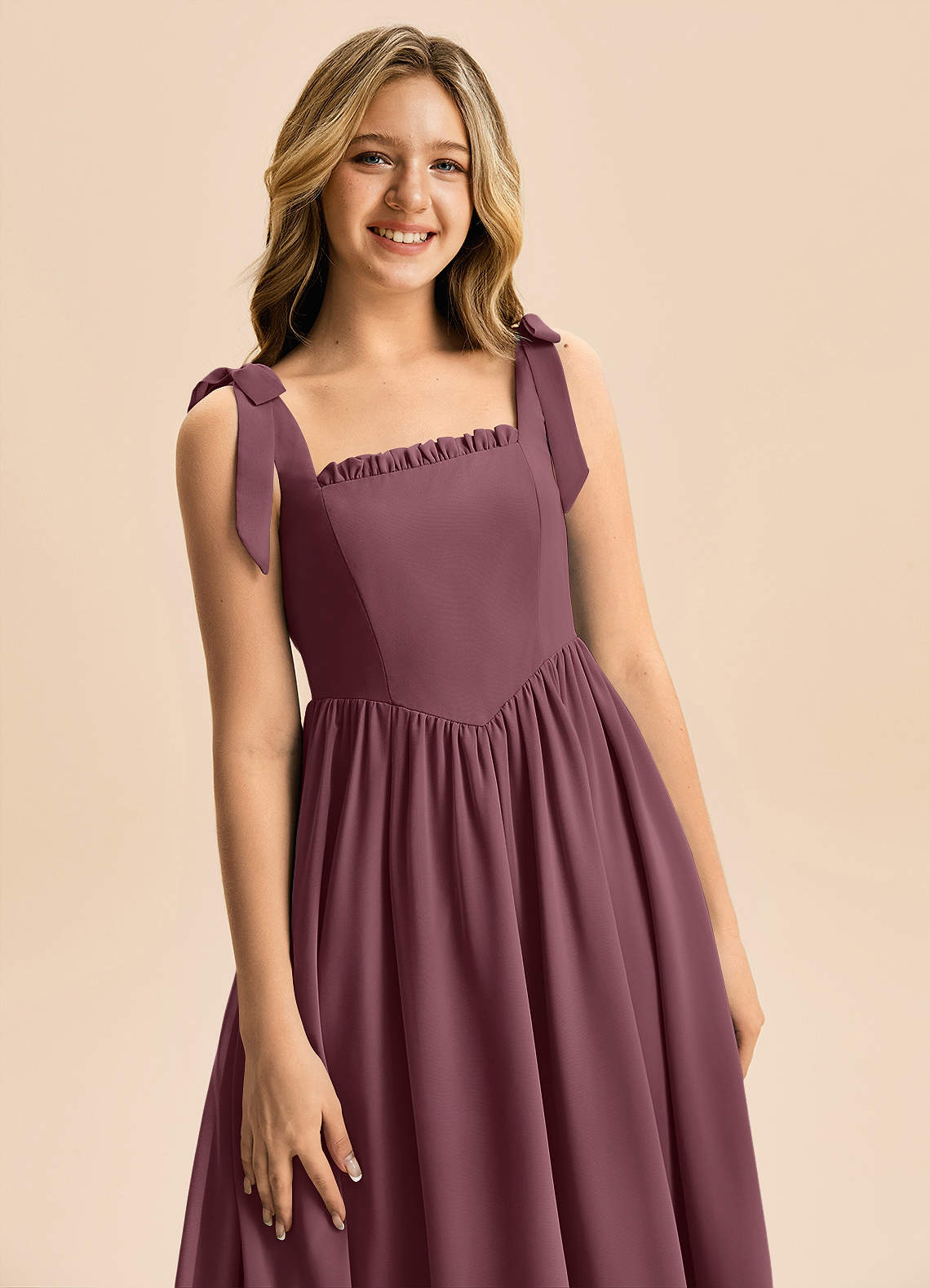 Azazie Delia Junior Bridesmaid Dress in Sangria | Azazie