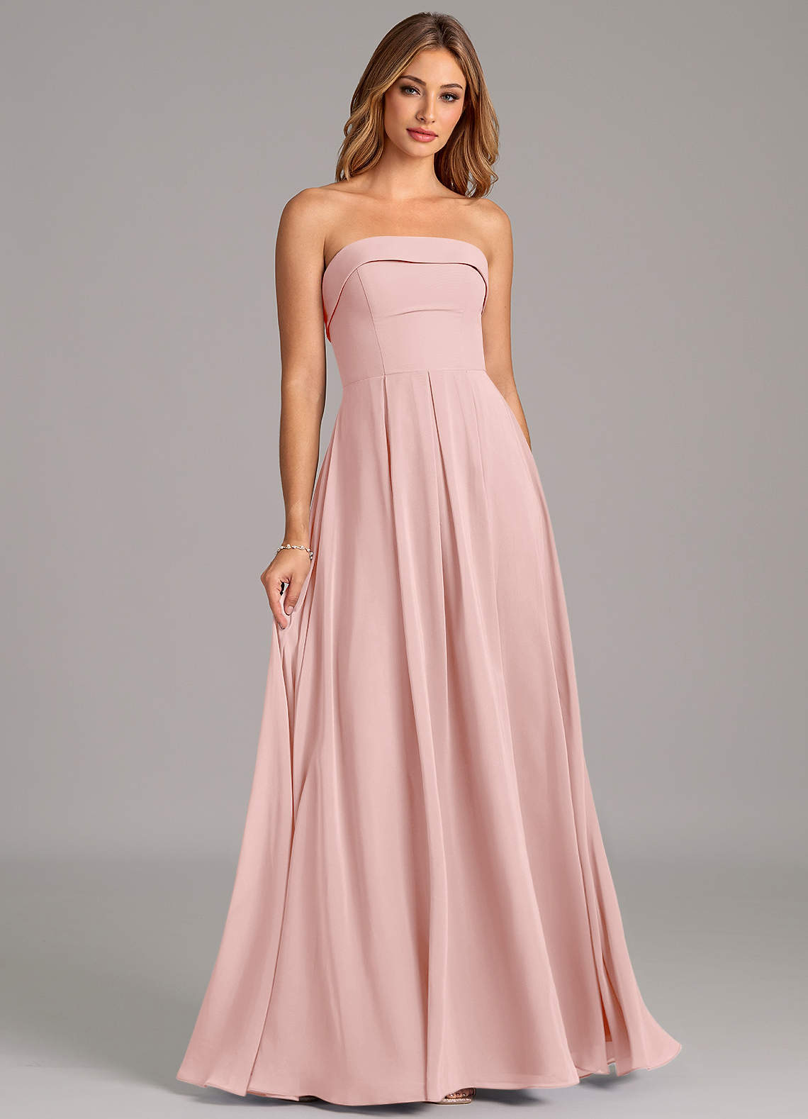 pink strapless chiffon dress white christmas dresses Pink Strapless A-Line Printing Tiered Chiffon Floral Long Prom Dress Modsele