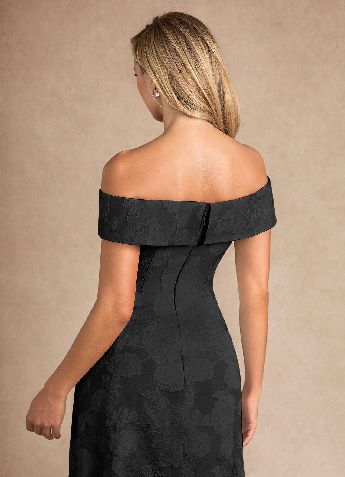Azazie New London Black Jacquard A-Line Pleated Floral Burnout Dress Ready  to Ship | Azazie