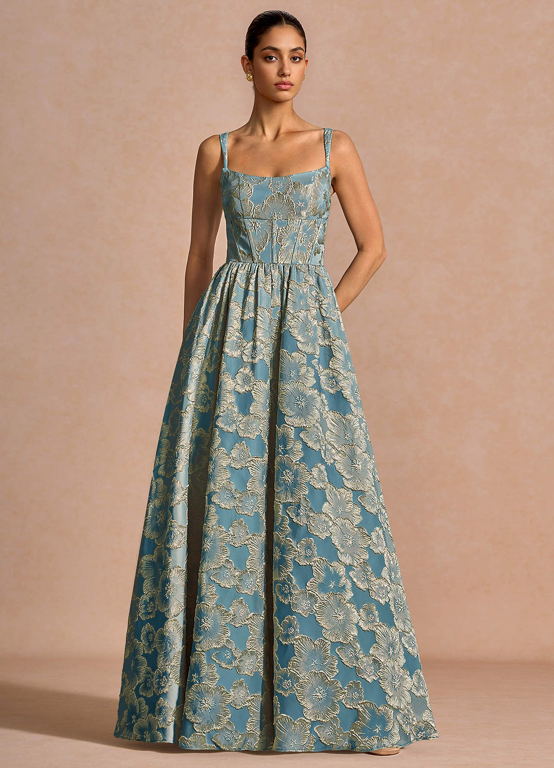lake blue bridesmaid dresses Julietteh Maxi Dress Chiffon dresses Yellow and Royal Blue Christmas Day Outfits Chiffon Hemline Women's size:18