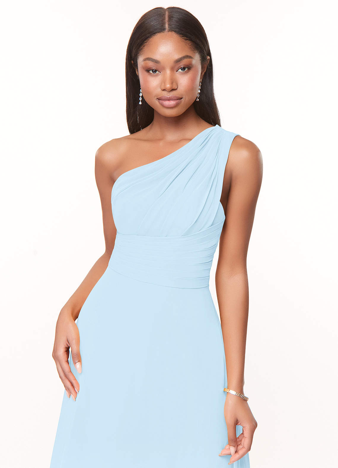 azazie sky blue chiffon dress Azazie Essence