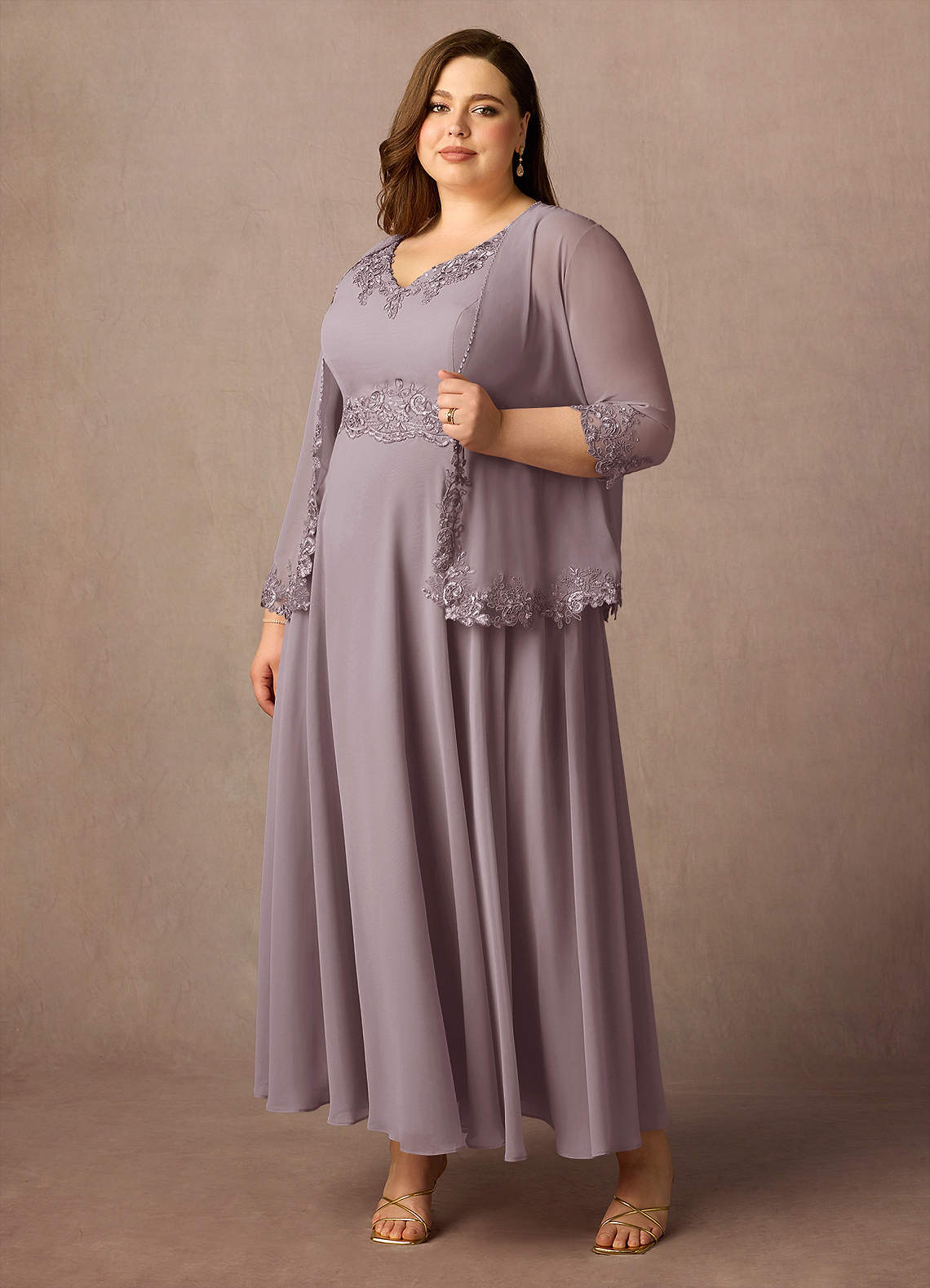 Azazie Devana Abiti per la Madre della Sposa Abito A-Line in Chiffon Lustrini Dusk image3