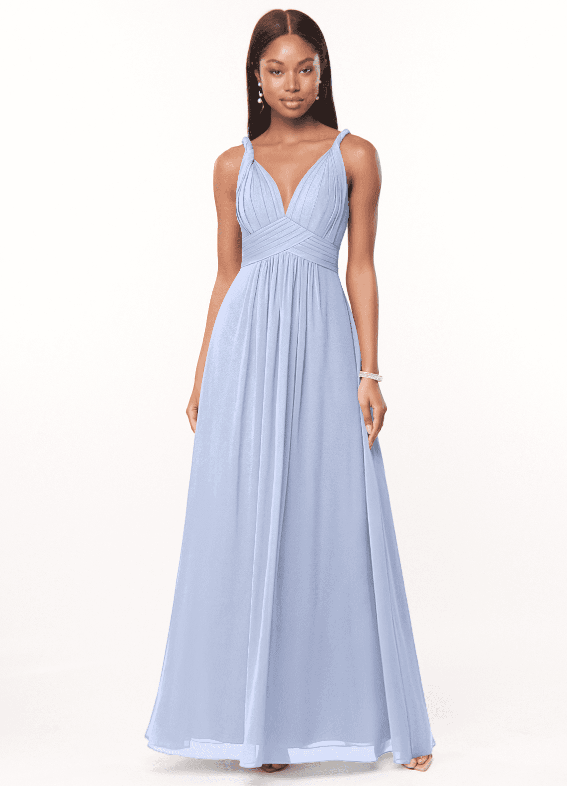Azazie Maren Bridesmaid Dresses Ice A-Line Pleated Chiffon Dress image1
