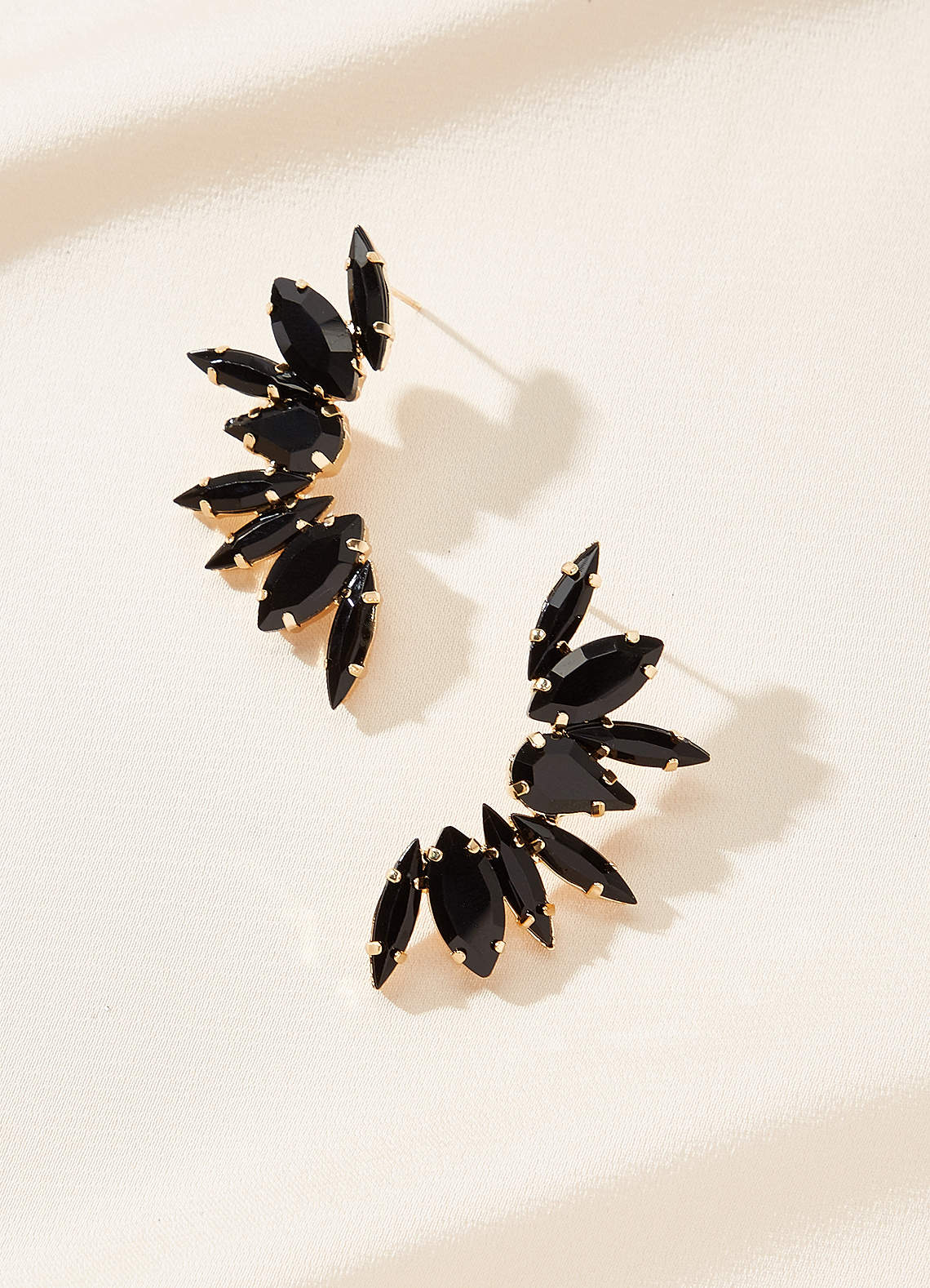 front Crystal Cluster Crescent Earrings