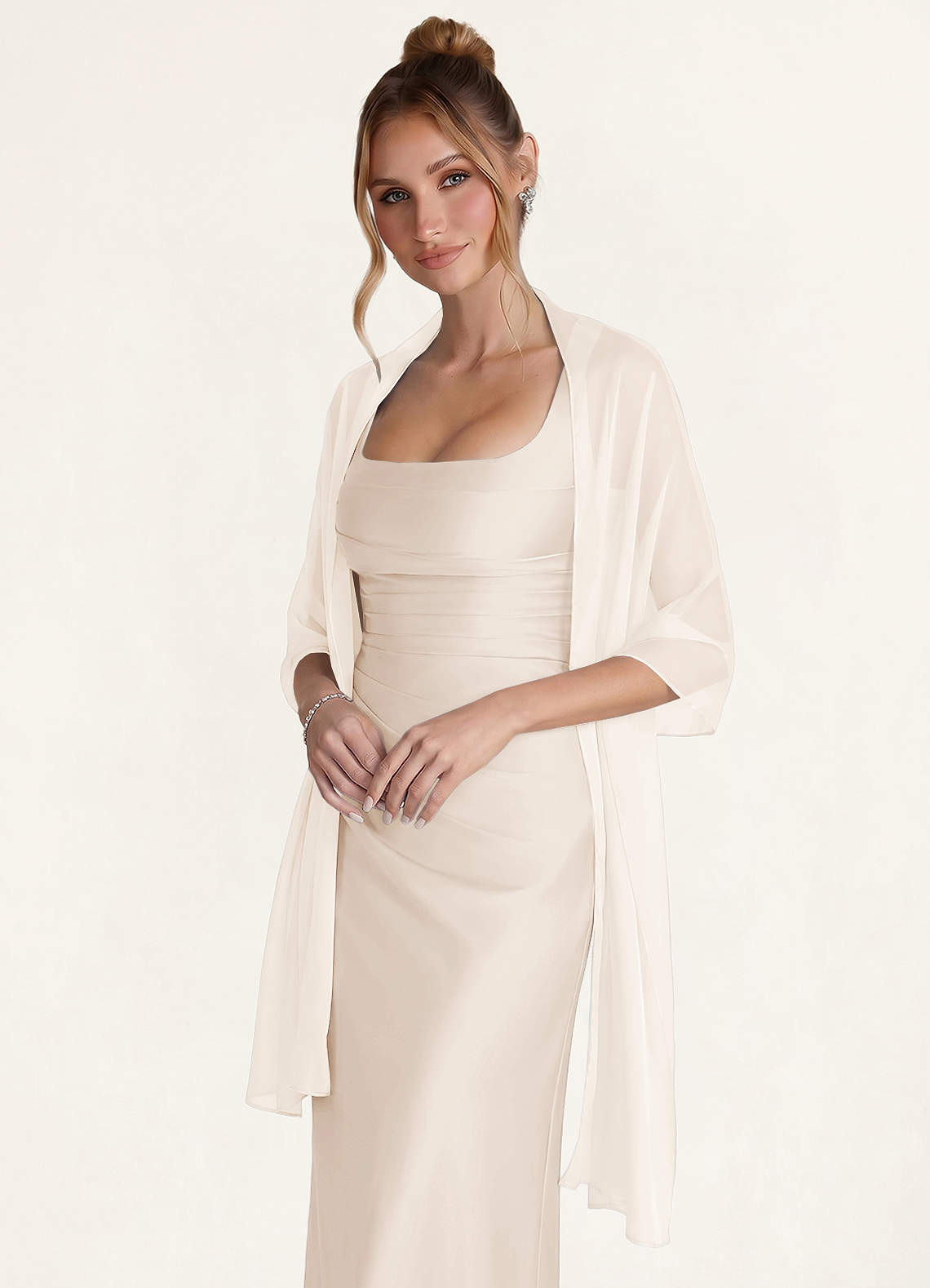 front Azazie Chiffon Sparkly Cover Up Scarf