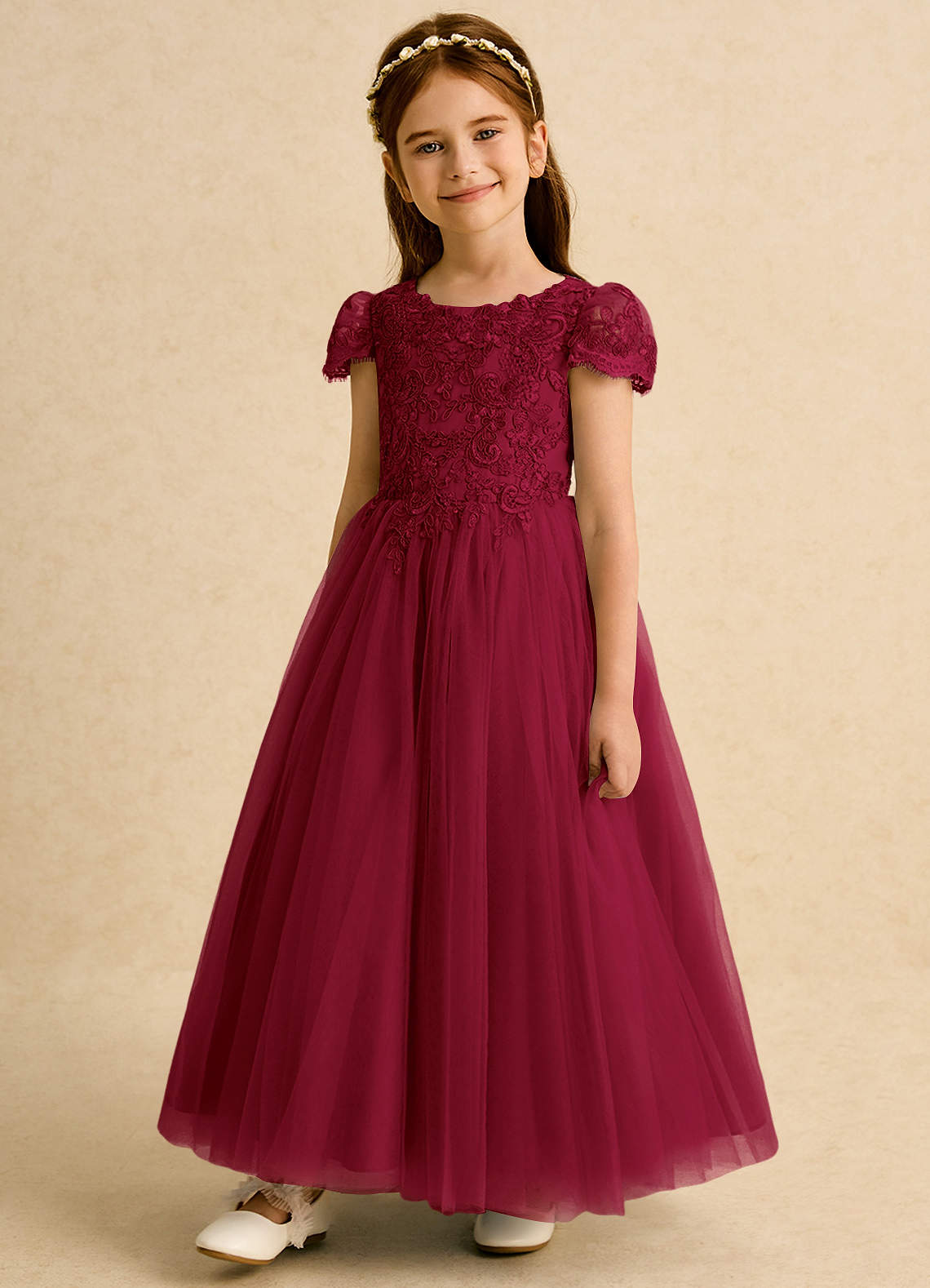 Azazie Puff Flower Girl Klänningar Klä Balklänning i Tyll Spets image4