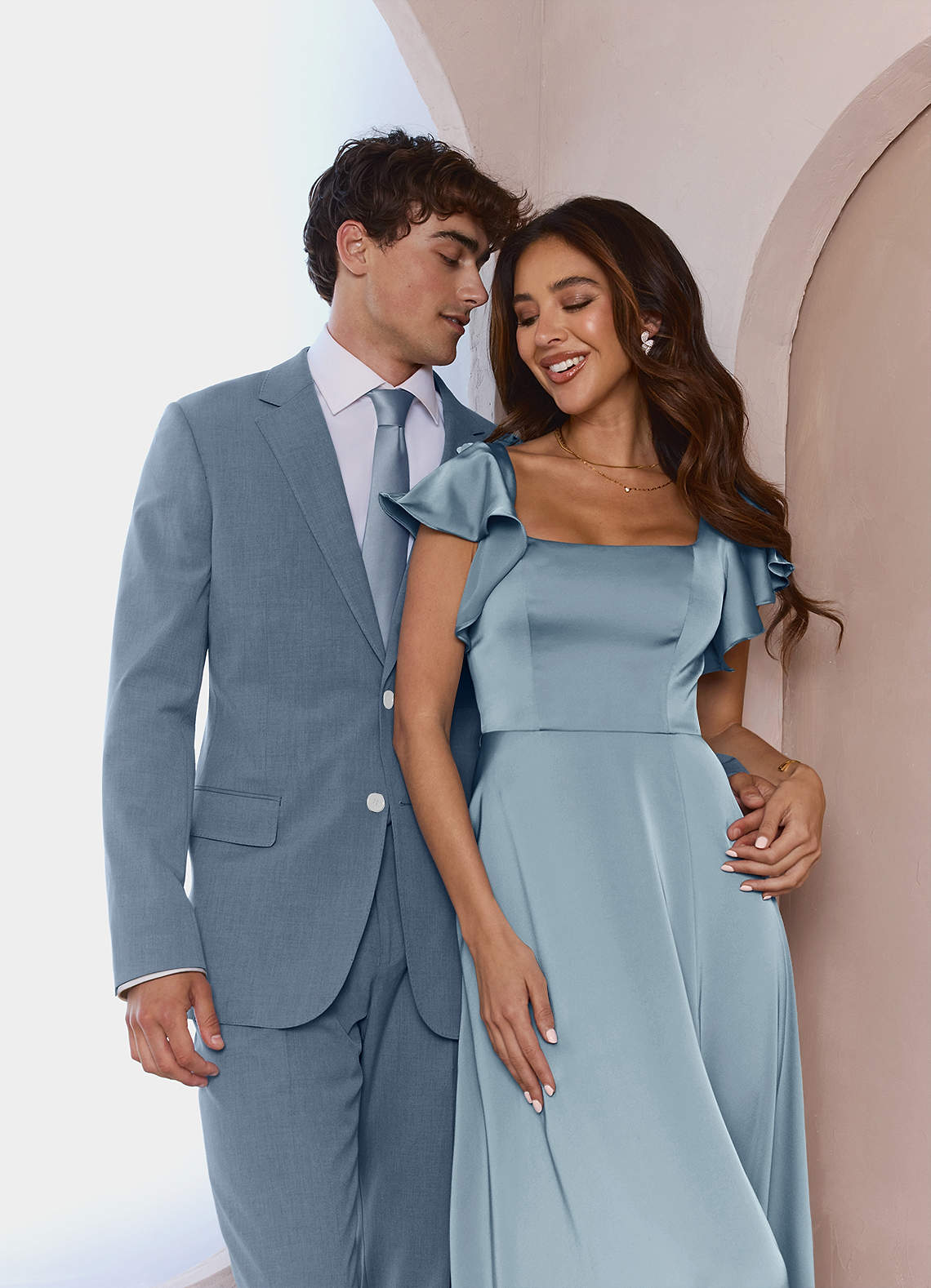 front James Dusty Blue Structured Stretch Suit Jacket