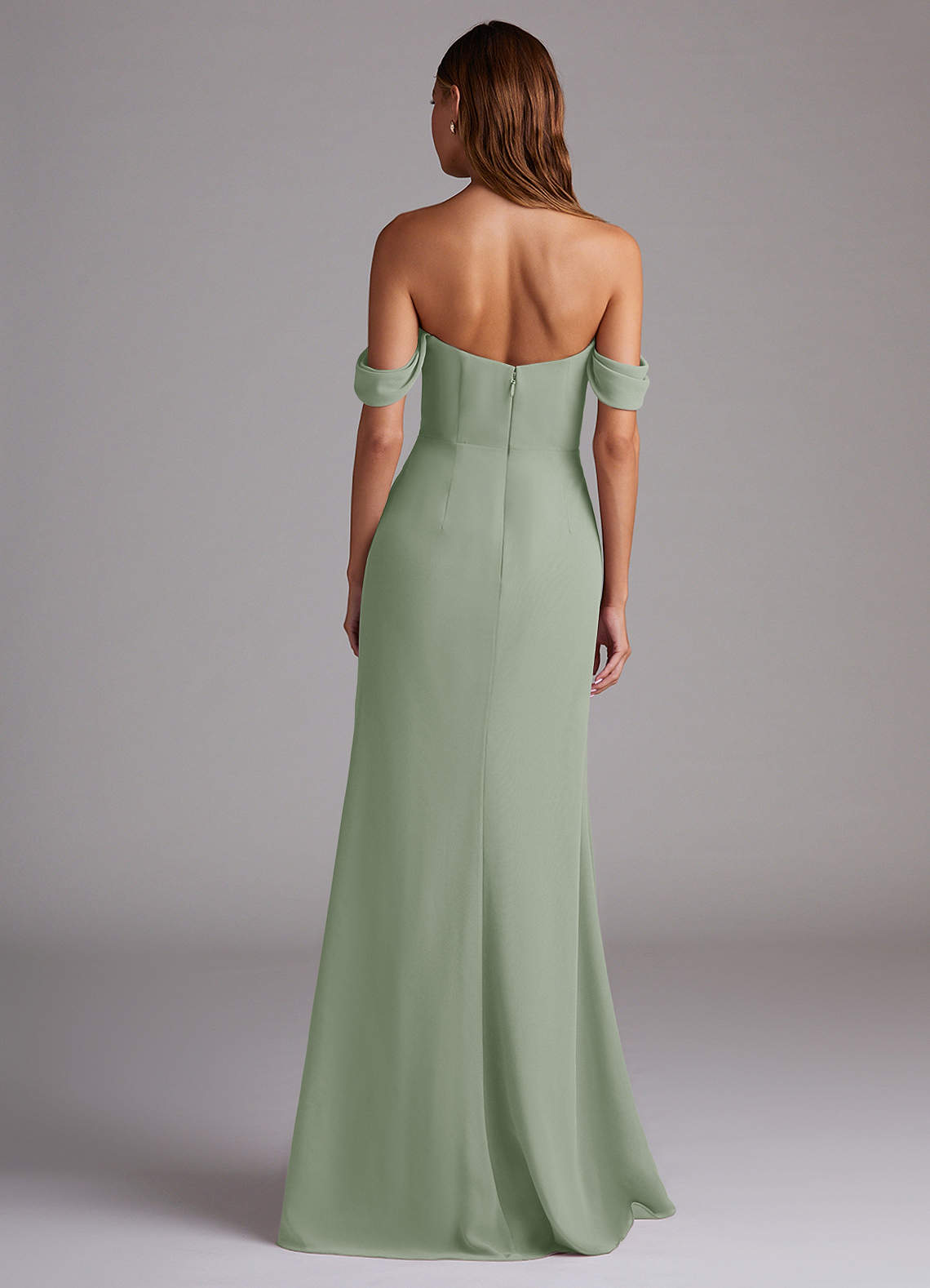 Azazie Saige Bridesmaid Dresses Dusty Sage A-Line Off the Shoulder Chiffon Convertible Dress image6