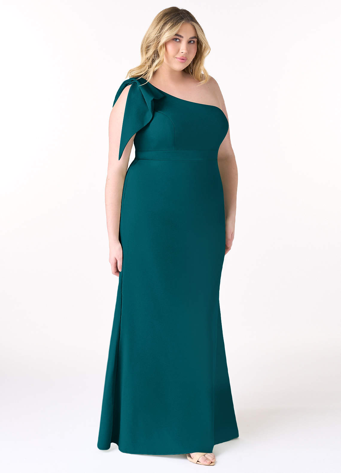 peacock formal dress plus size Peacock Chiffon Lace Turtle Neck Long Sleeves A-Line Formal Gown main image 0