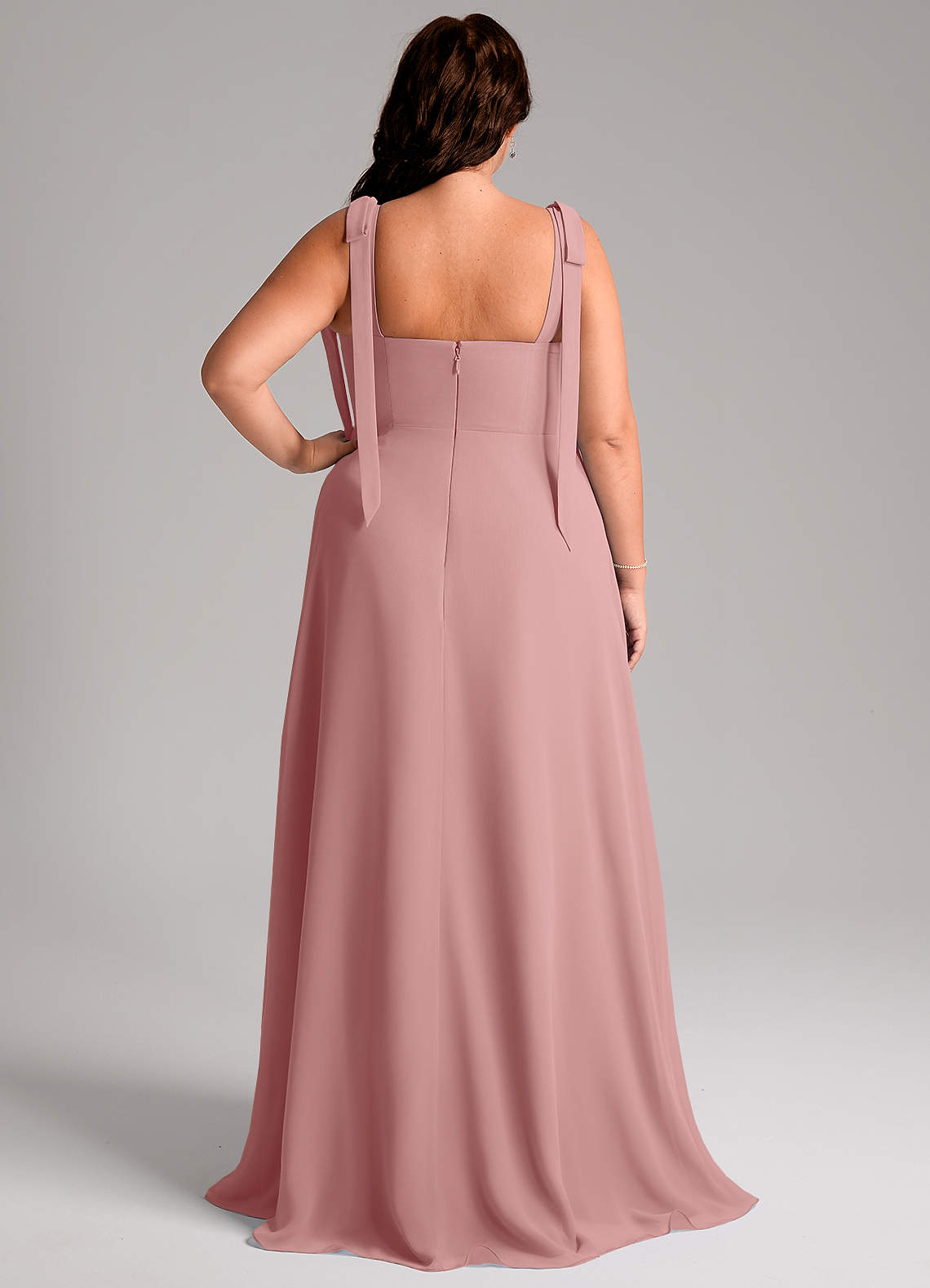 Azazie Debra Bridesmaid Dresses Dusty Rose A-Line with Pockets Chiffon Convertible Dress image11
