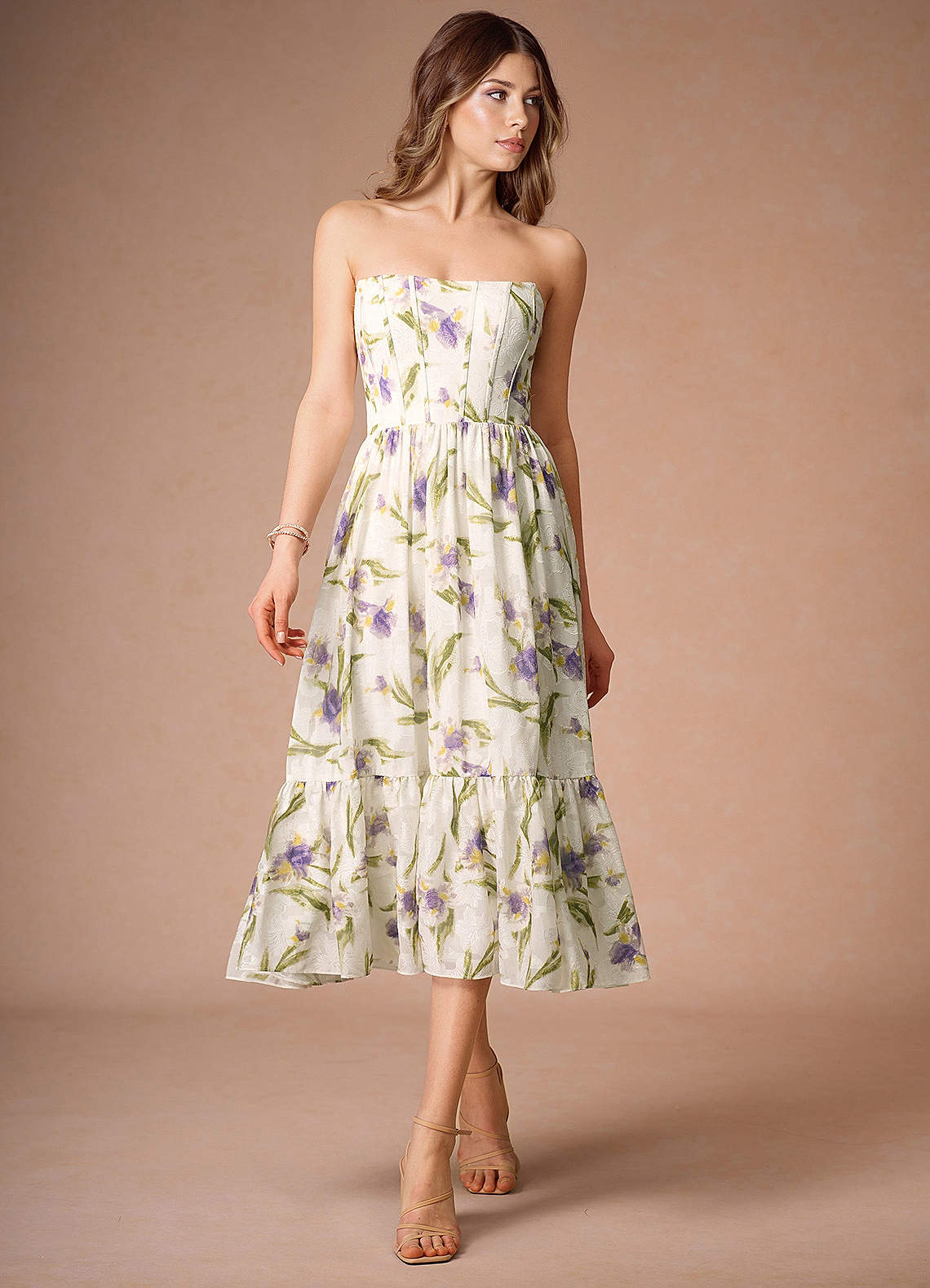 Vivien Tulip Multi Print Midi Dress Ready to Ship | Azazie