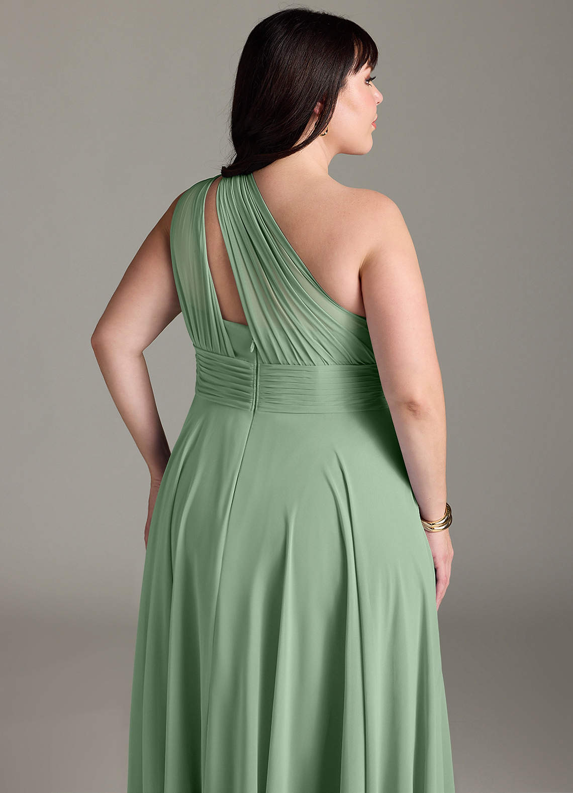 Azazie Charlize Jurken voor bruidsmeisjes Jurk van Chiffon met A-Lijn One-Shoulder Matcha image12