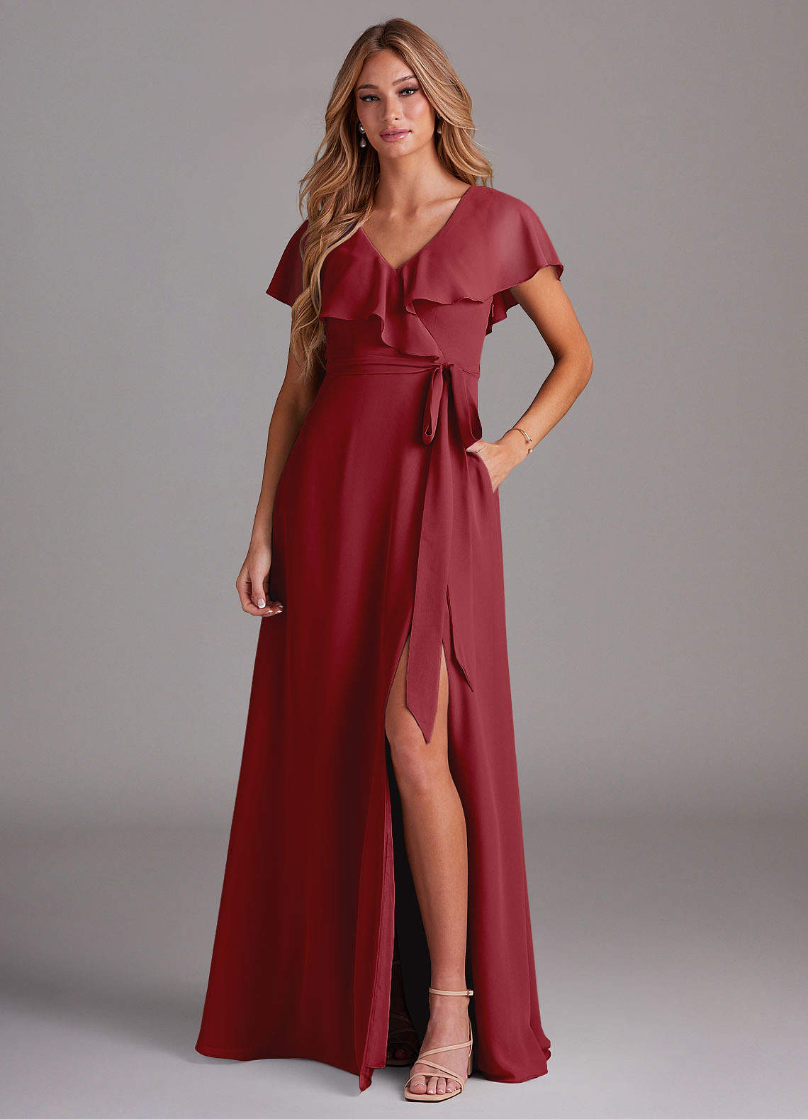 pomegranate bridesmaid dresses Strapless Blue Metallic Pleated Keyhole Long Dress  Dreamdressy