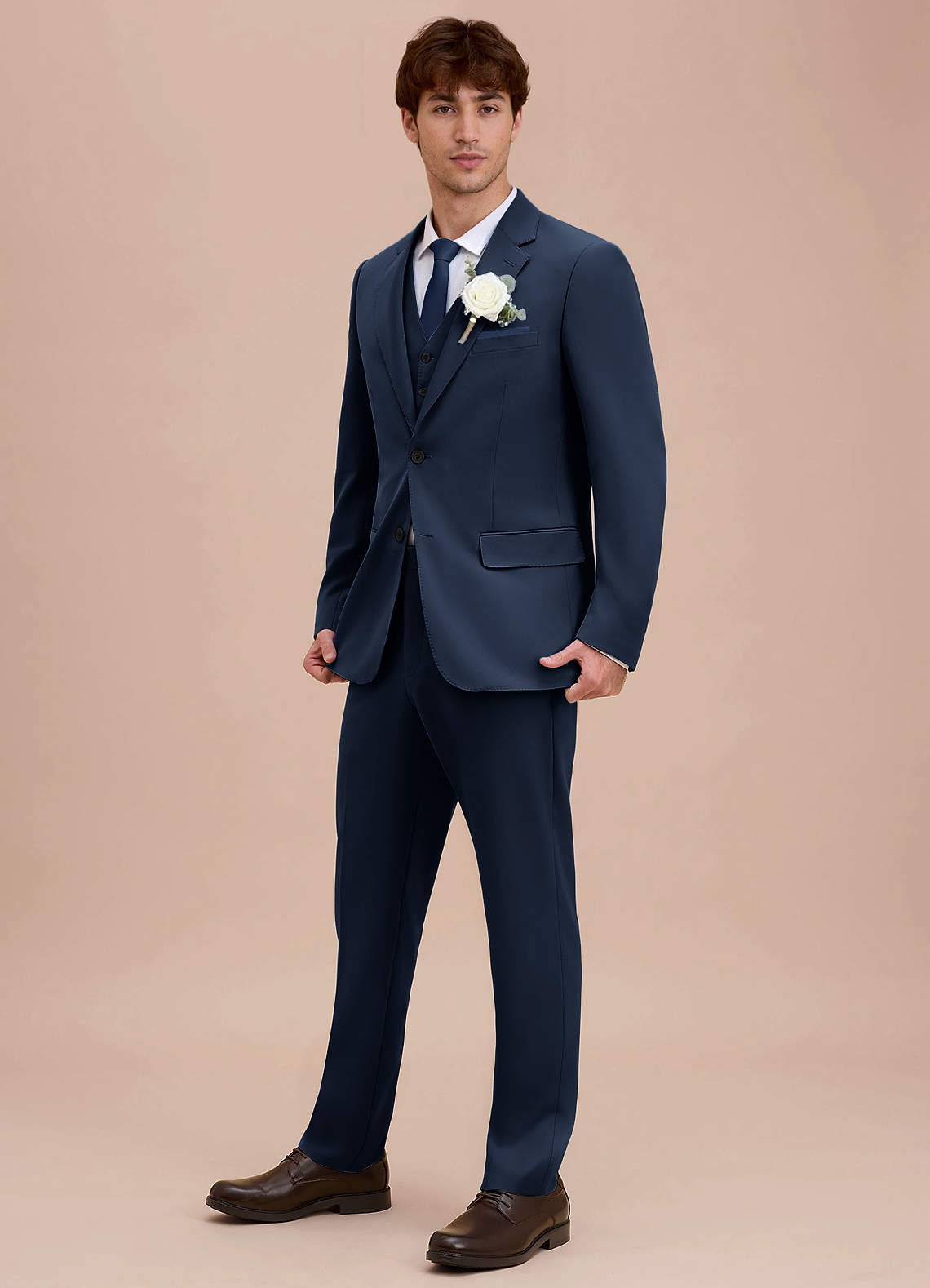 front Ethan Dark Navy Refined Weave Suit Jacket
