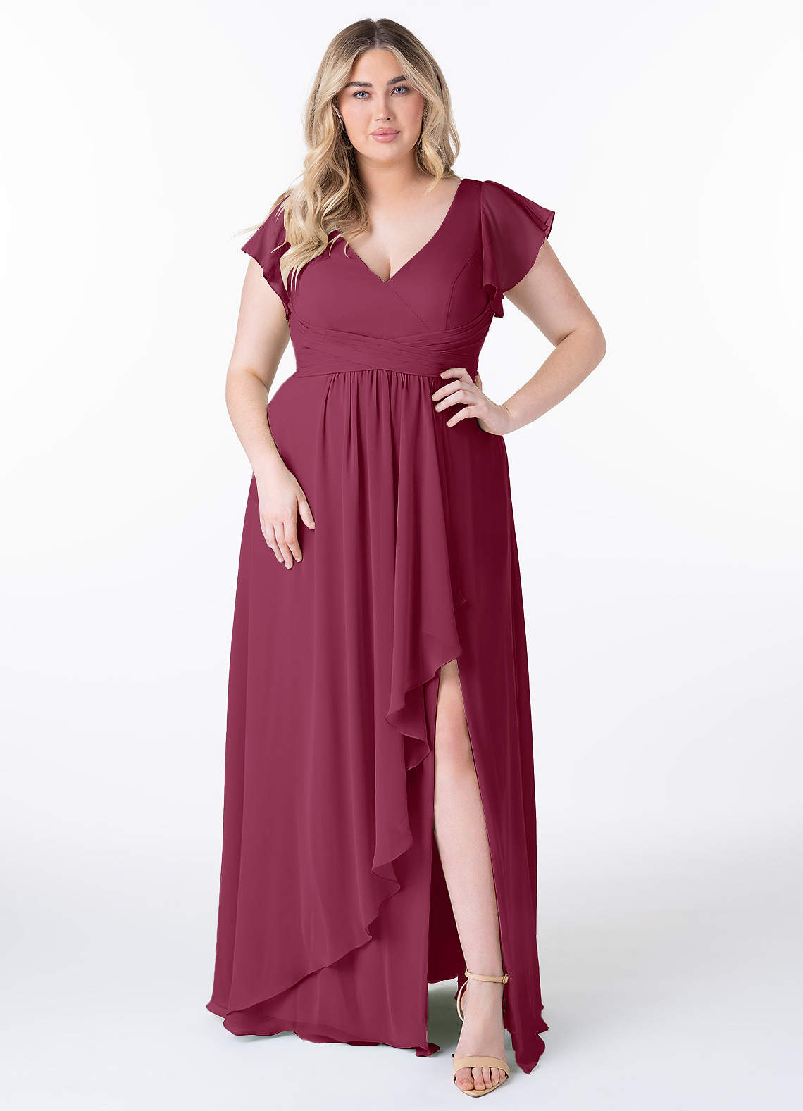 Azazie Omari Bridesmaid Dresses Mulberry A-Line Chiffon Dress image1