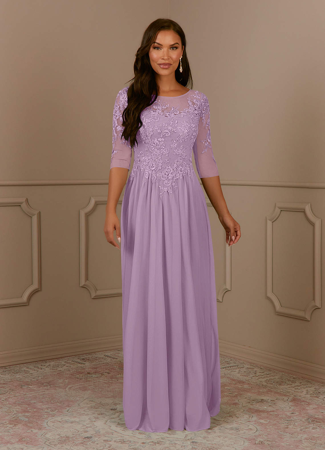 Azazie Harriet Mother of the Bride Dresses Wisteria A-Line Scoop lace Mesh Dress image1