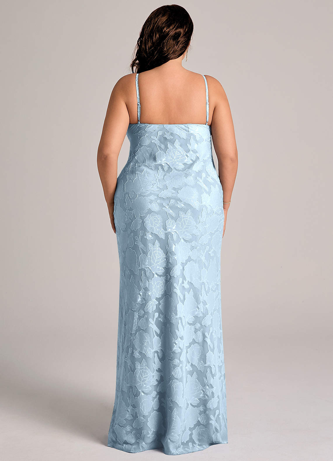 Azazie Tianna Bridesmaid Dresses Sky Blue Sheath Lace Floral Burnout Dress image8