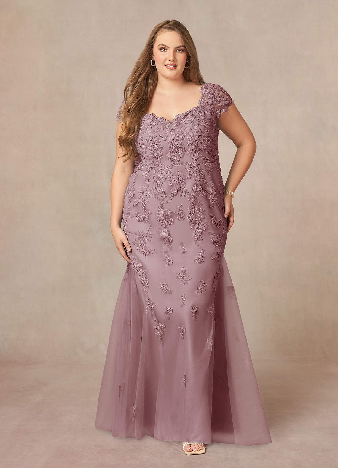 Azazie Marbella vestidos de madre de la novia Vestido de Atardecer de Encaje de Sirena con Reina Ana Lentejuelas image1