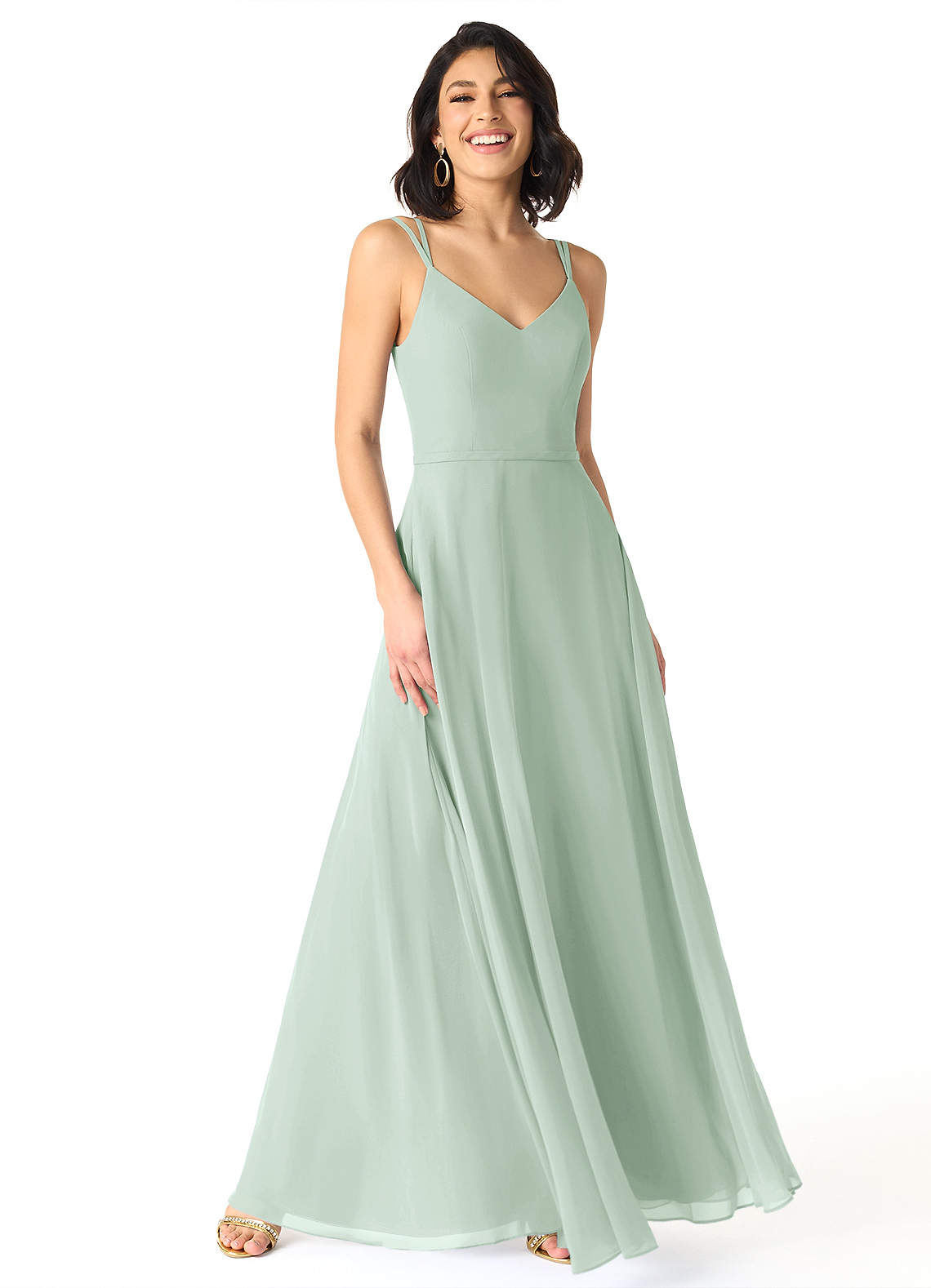 janey chiffon a line dress Dusk Blue Bridesmaid Dress Chiffon Size Small