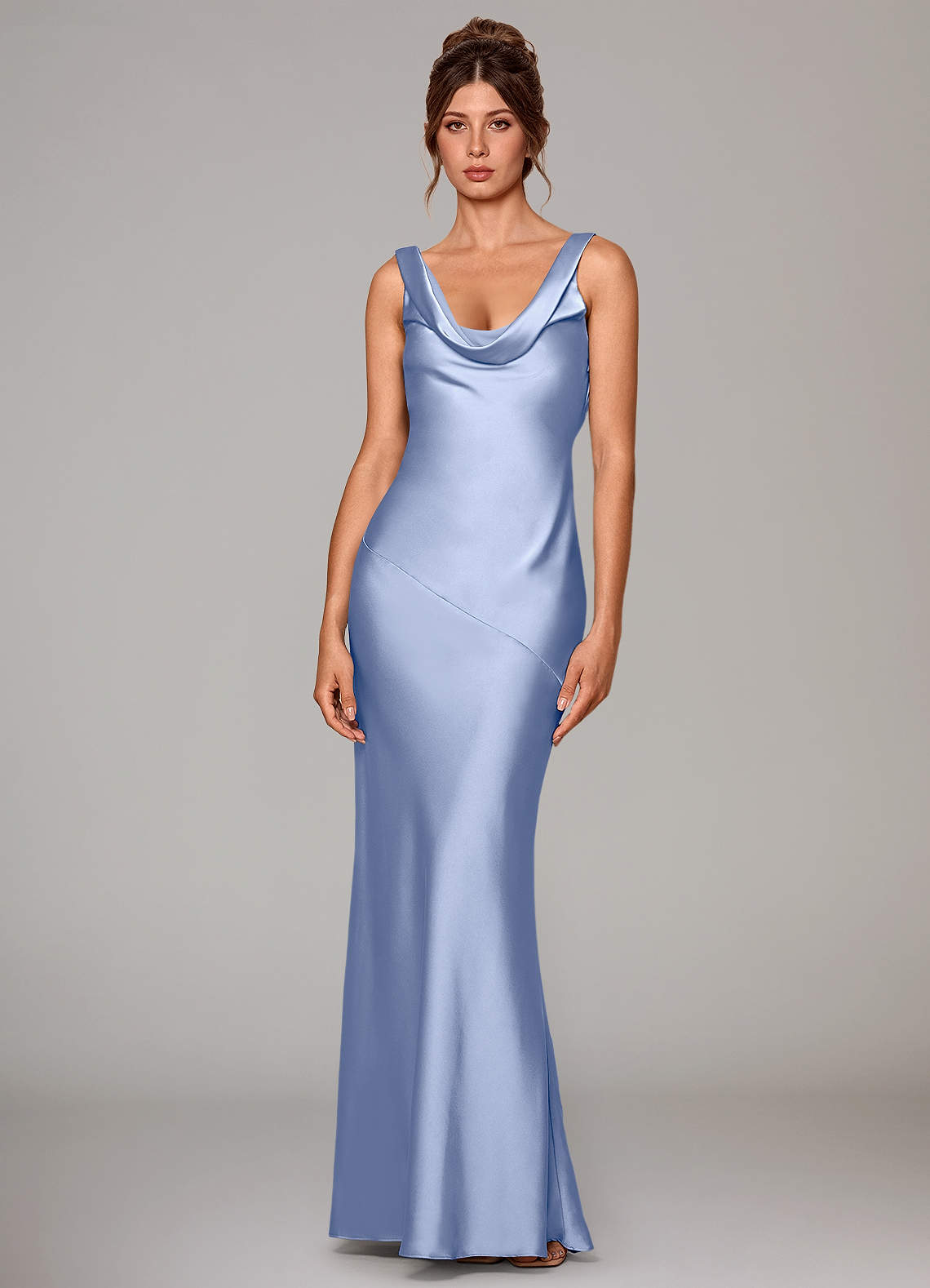 sachin and babi light blue dress Ice Blue Jersey Plunging Slit Mermaid Prom Dress