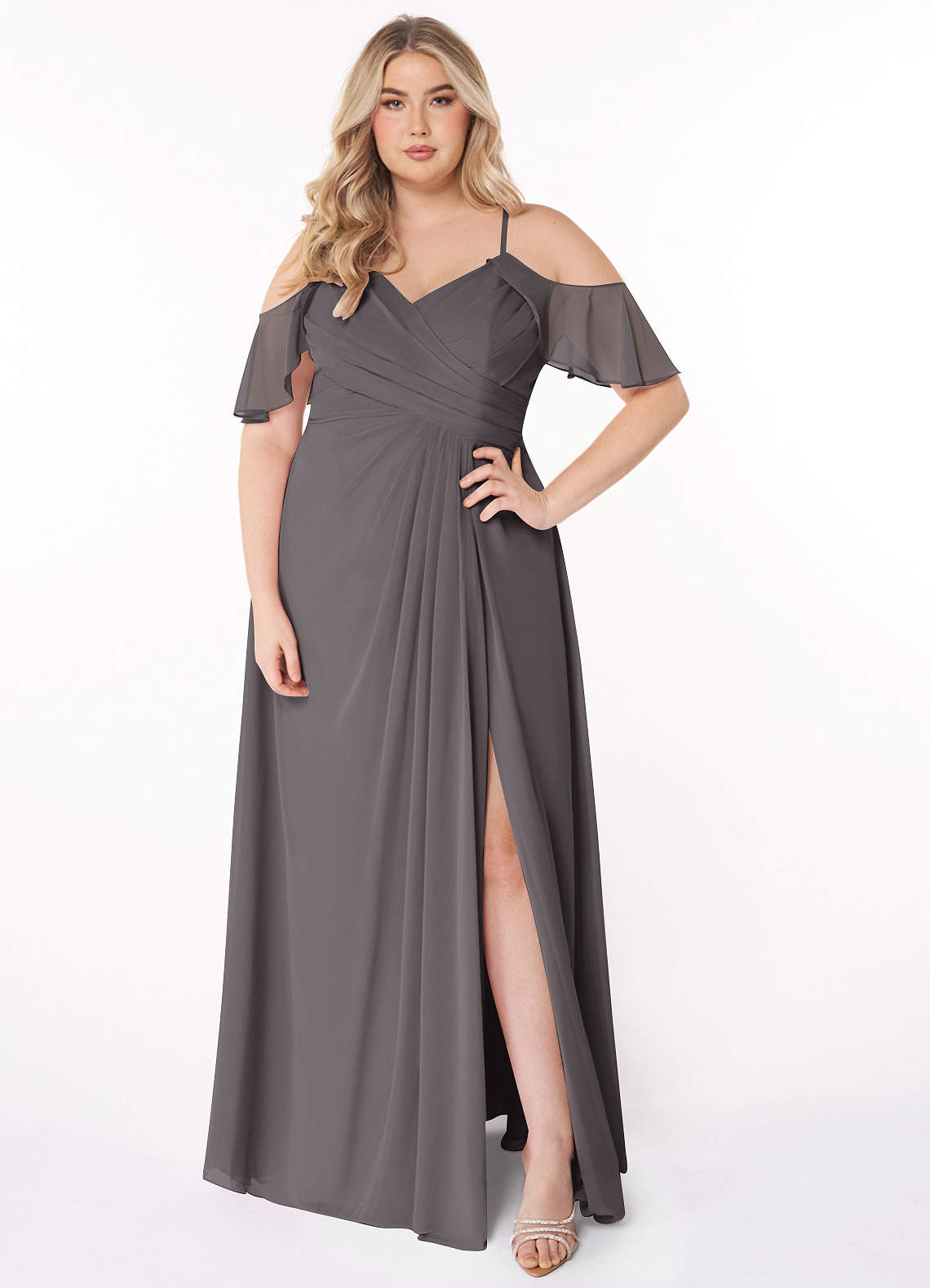 bridesmaid dresses grey DIY Jersey Convertible A-line Long Charming Wedding Party Bridesm Wish Gown bride dress features sleeveless V neckline Modest Grey Bridesmaid Dress 47381GR