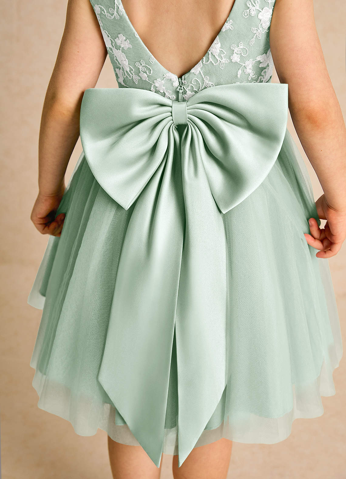 Azazie Butterfly Flower Girl Dresses Agave A-Line Lace Dress image5