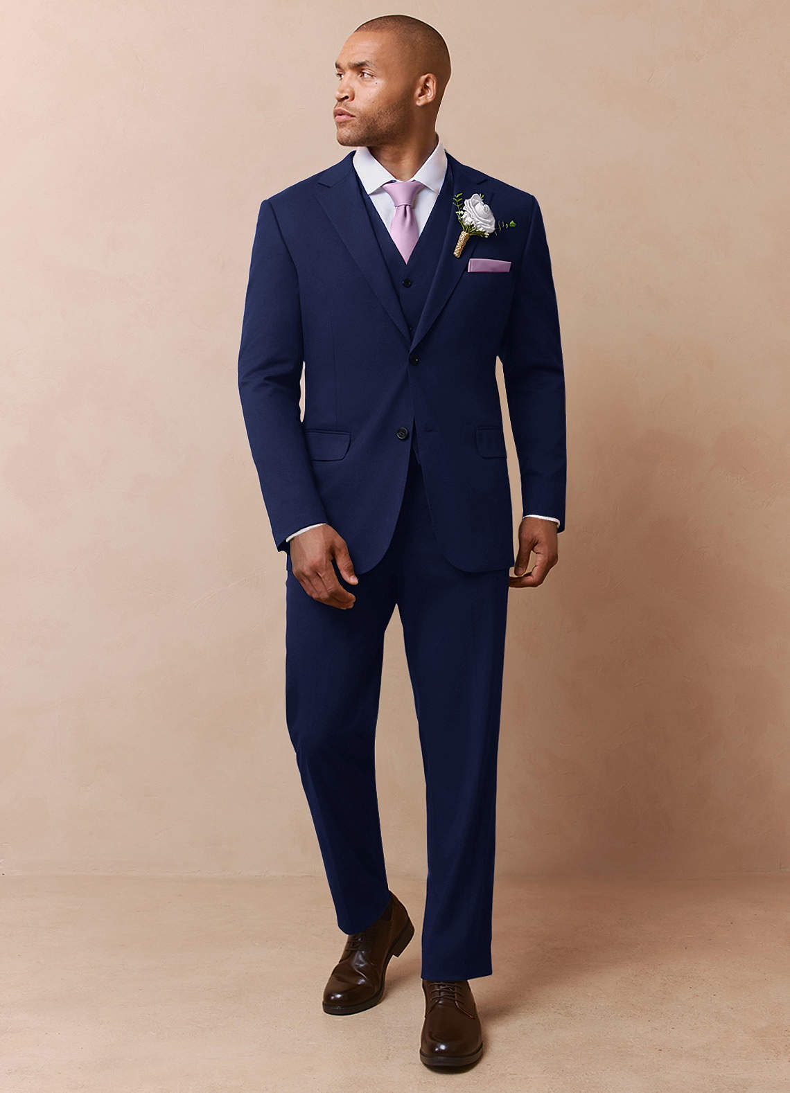 front Savile Blue Wool Blend 3-Piece Suit