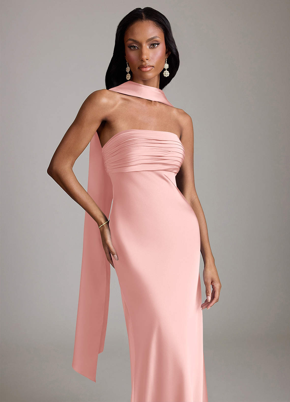 pink saylor dress Azazie Mermaid Strapless Floor-Length Stretch Satin Bridesmaid Dresses