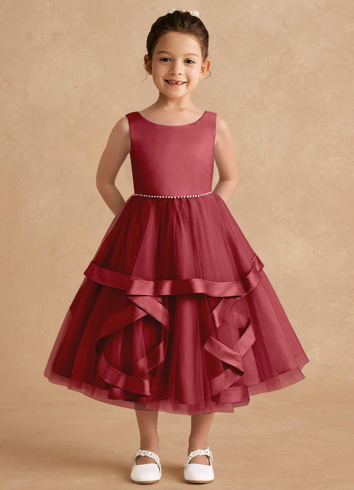 Fancy Girl Flower Dresses, Beaded Satin A-line Flower Girl Dresses Fancy Girl Flower Dresses, Beaded Satin A-line Flower Girl Dresses