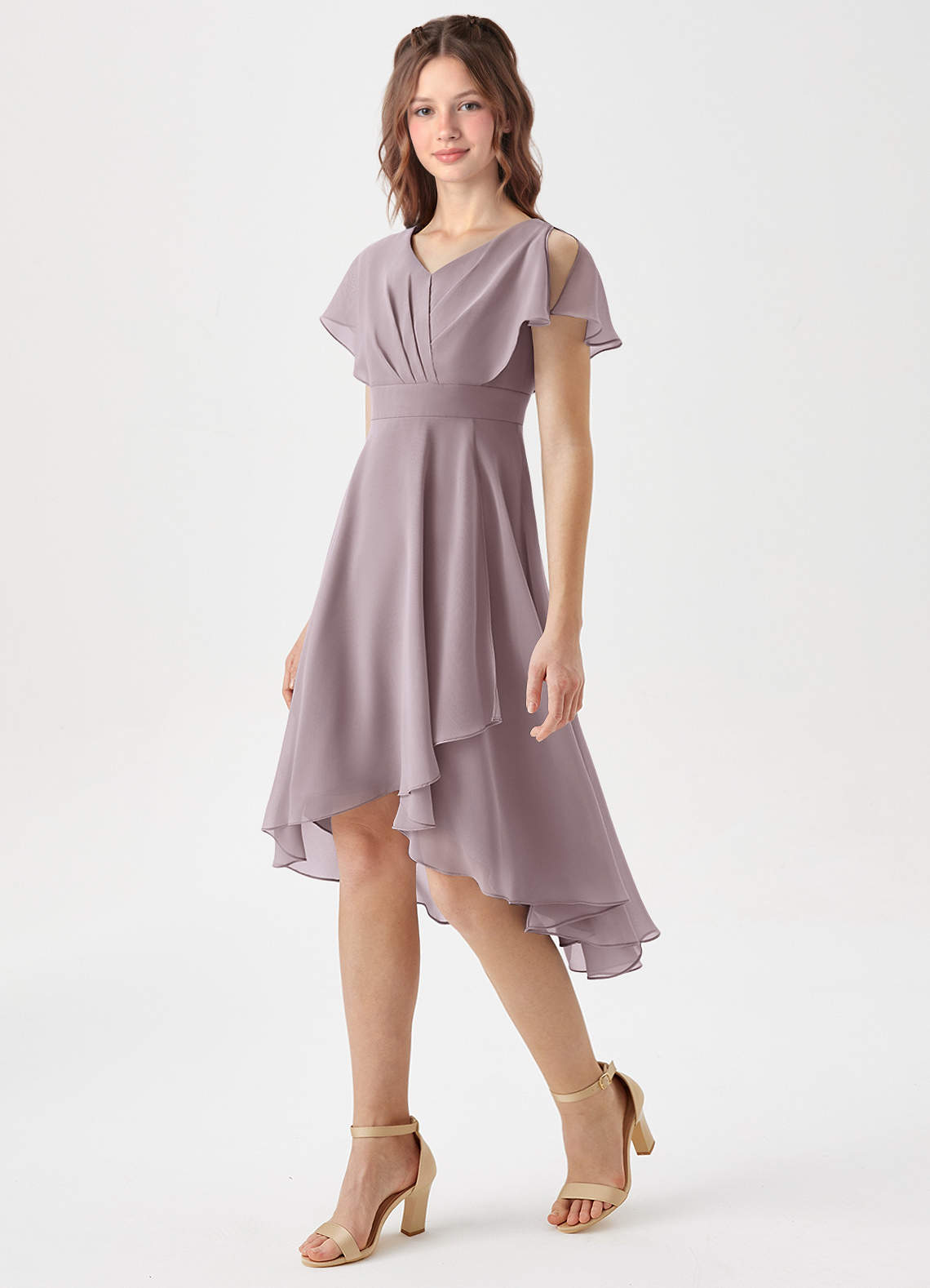 Azazie Graciela Junior Dusk A-Line Pleated Chiffon Dress image1